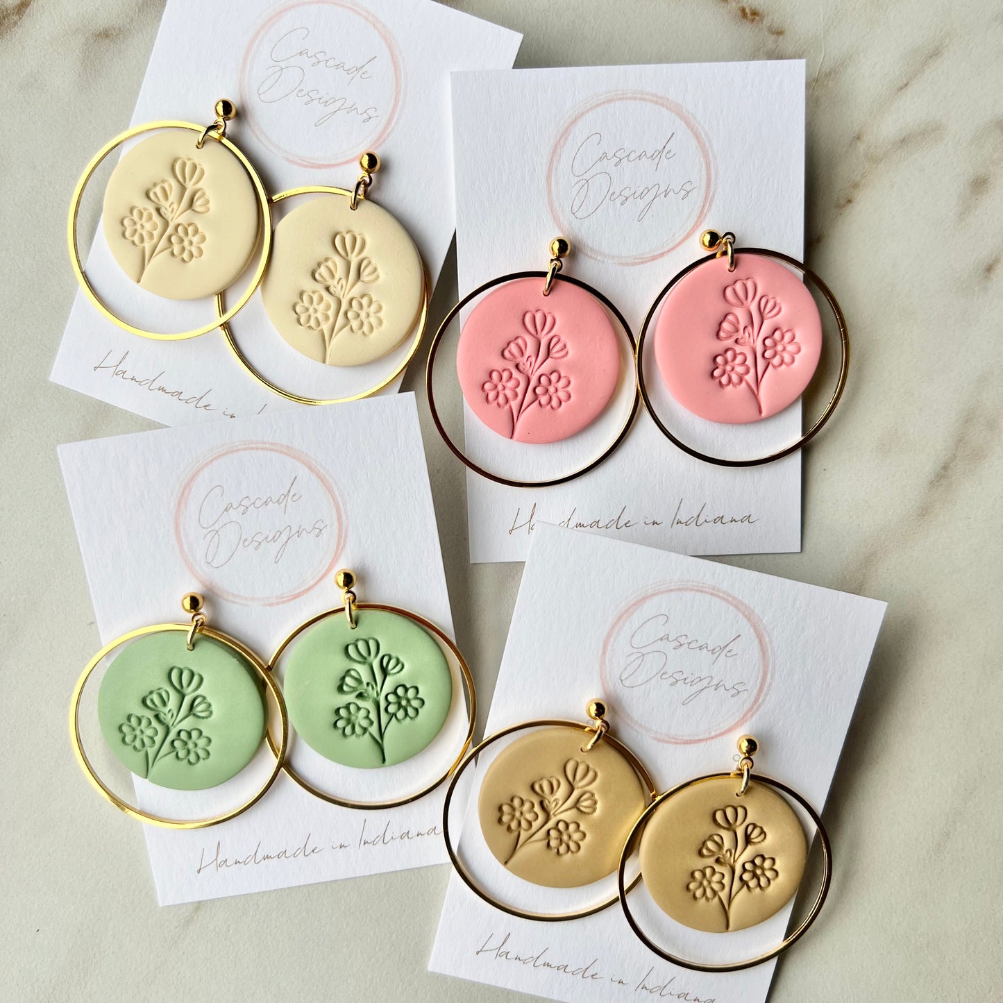 The Olivia | Flower Embossed Clay Earrings