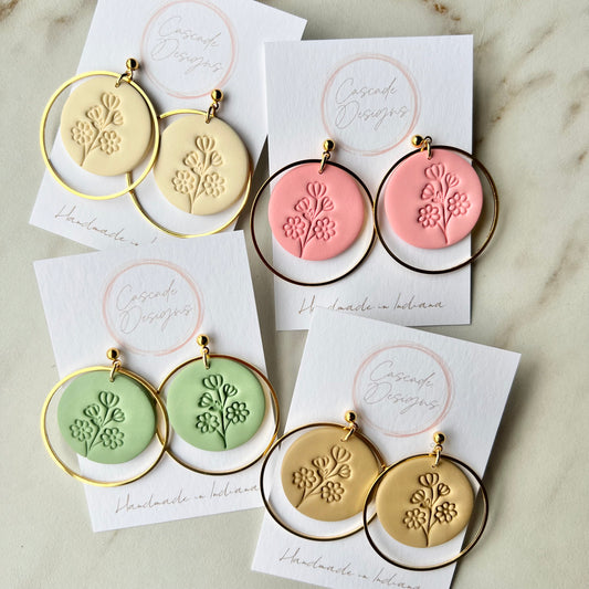 The Olivia | Flower Embossed Clay Earrings
