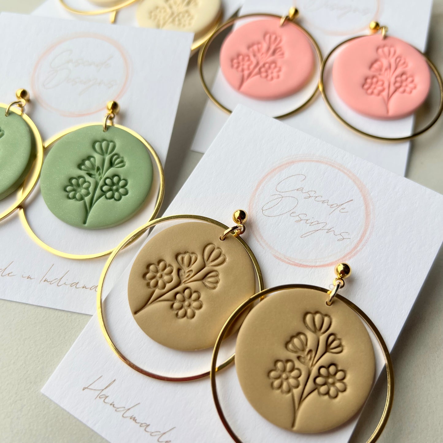The Olivia | Flower Embossed Clay Earrings