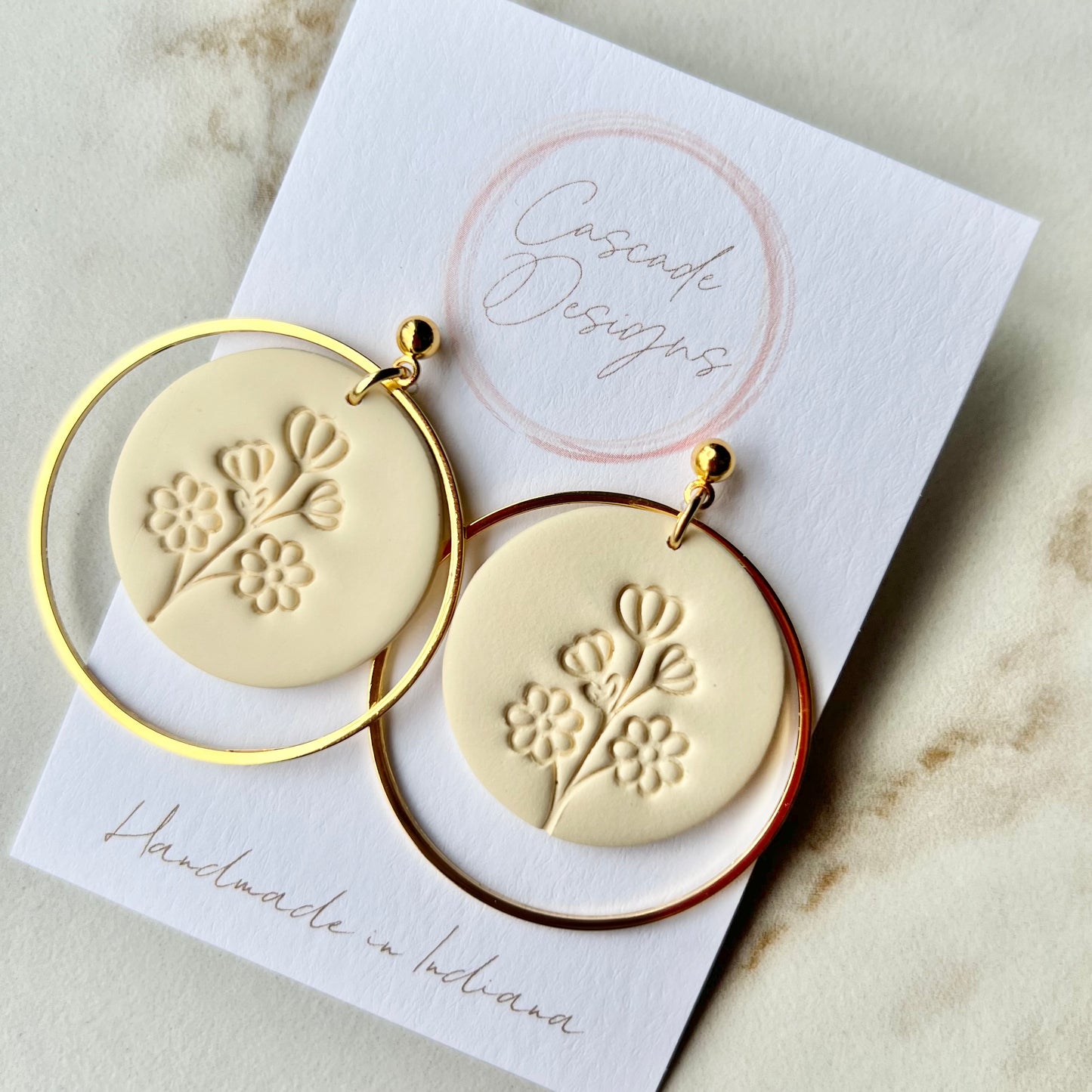 The Olivia | Flower Embossed Clay Earrings