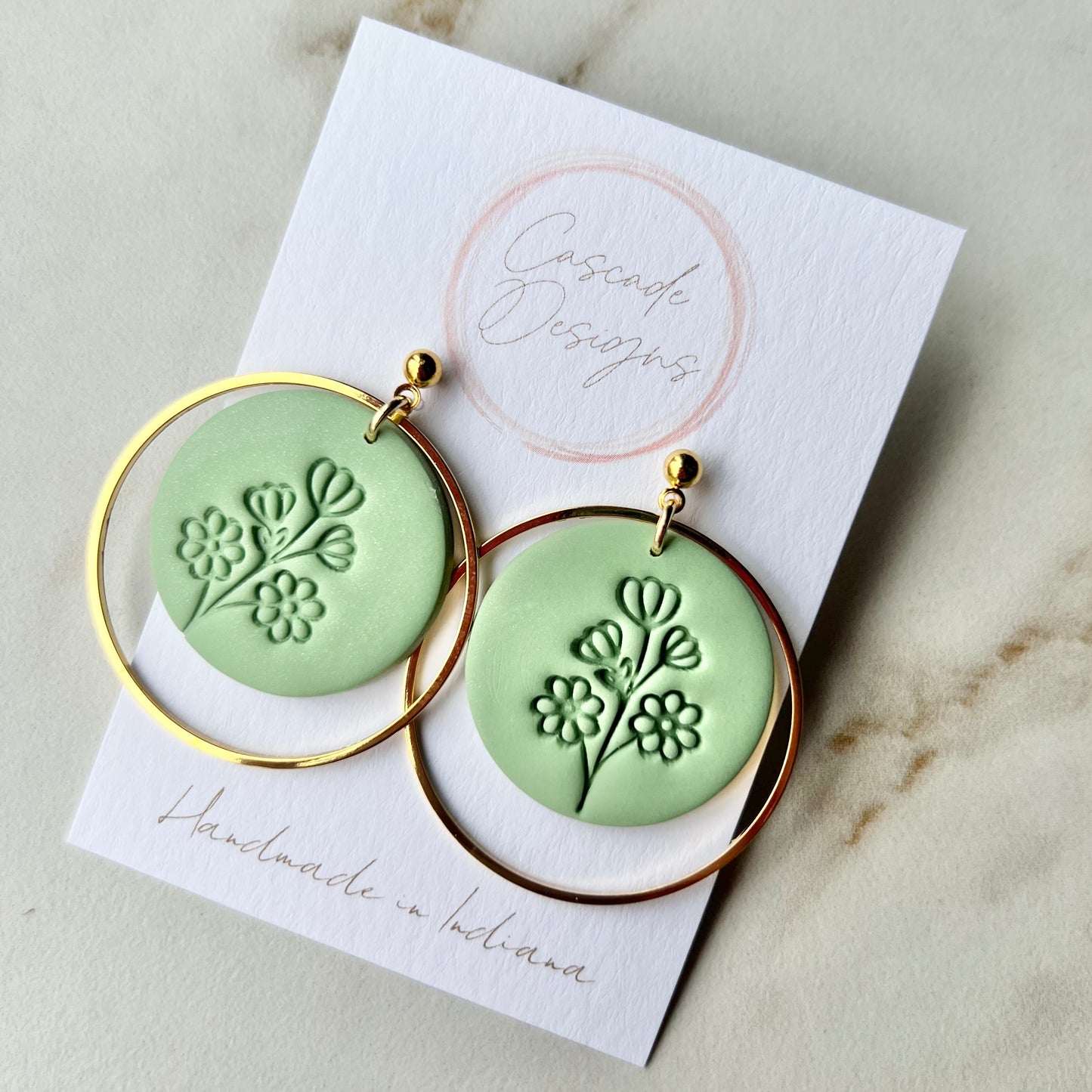 The Olivia | Flower Embossed Clay Earrings