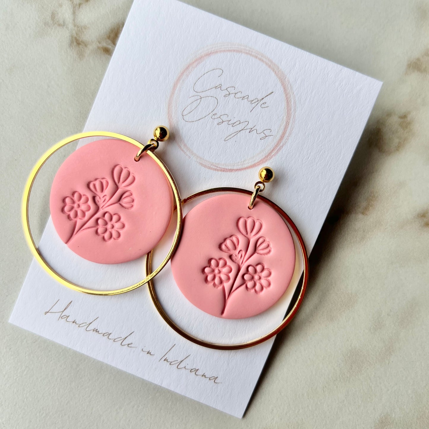 The Olivia | Flower Embossed Clay Earrings