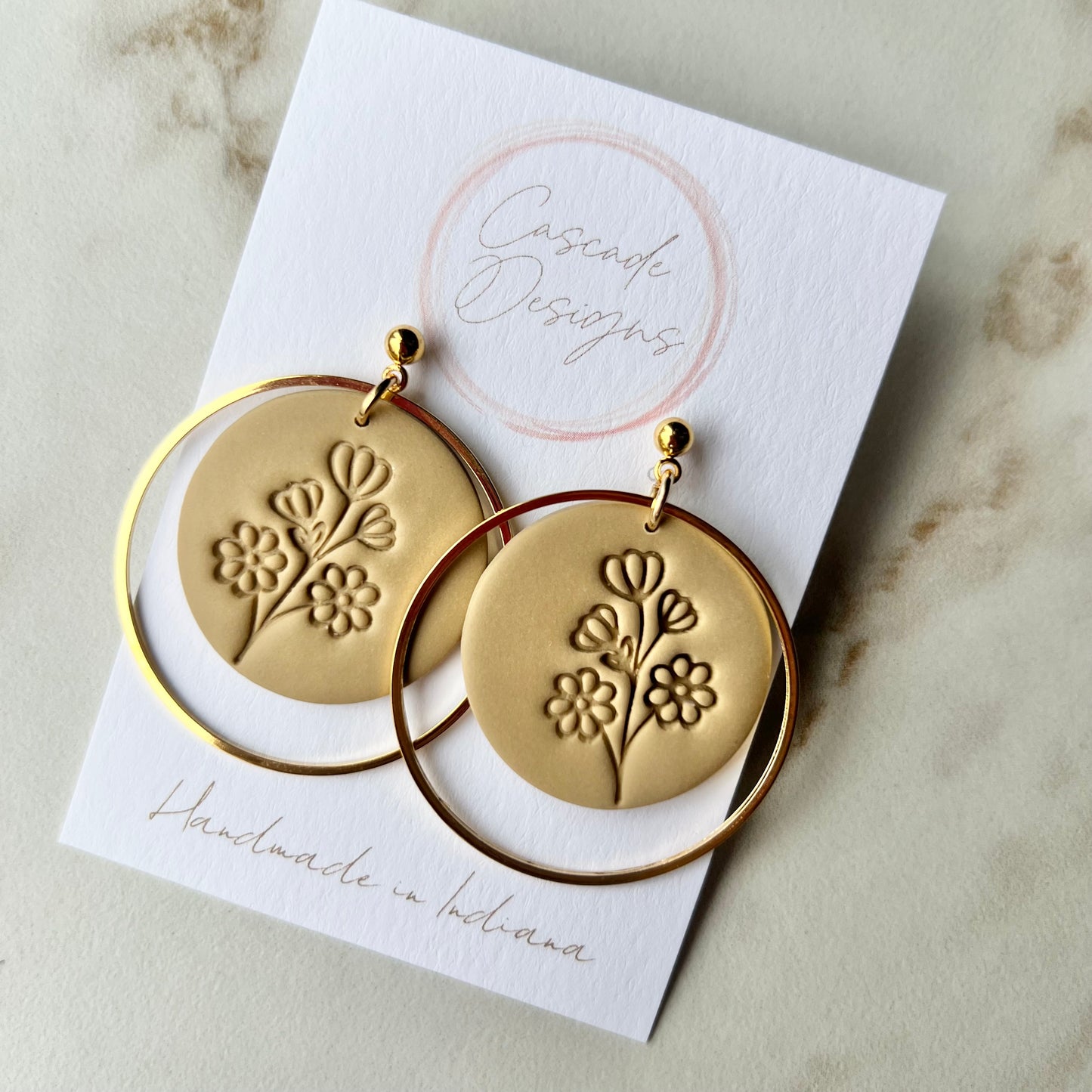 The Olivia | Flower Embossed Clay Earrings