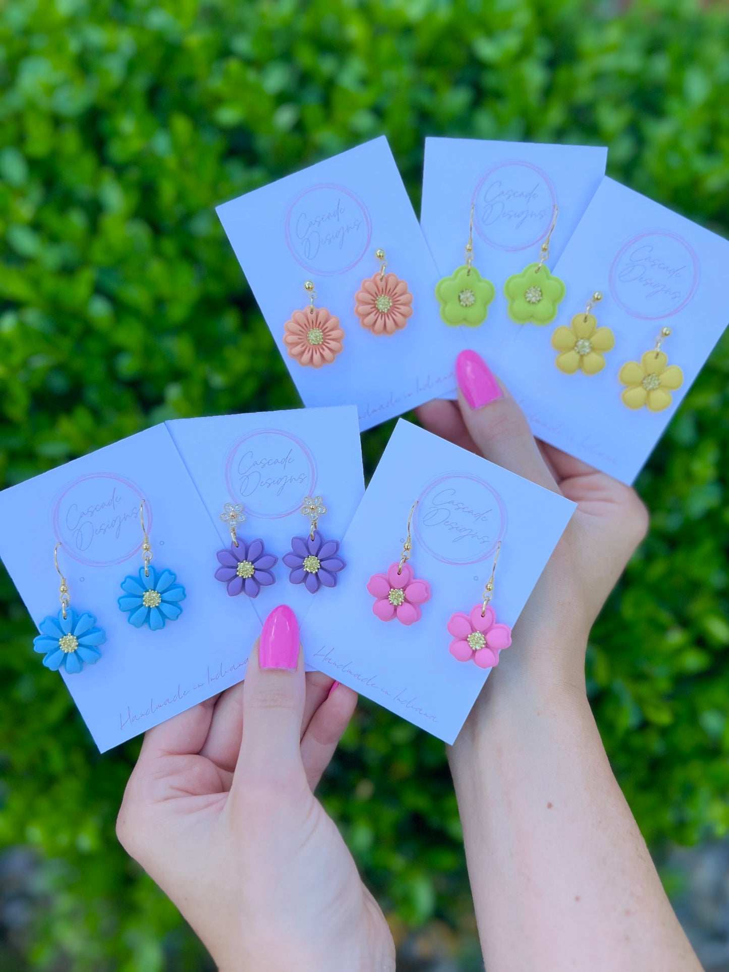 The Lea | Green Flower Clay Earrings