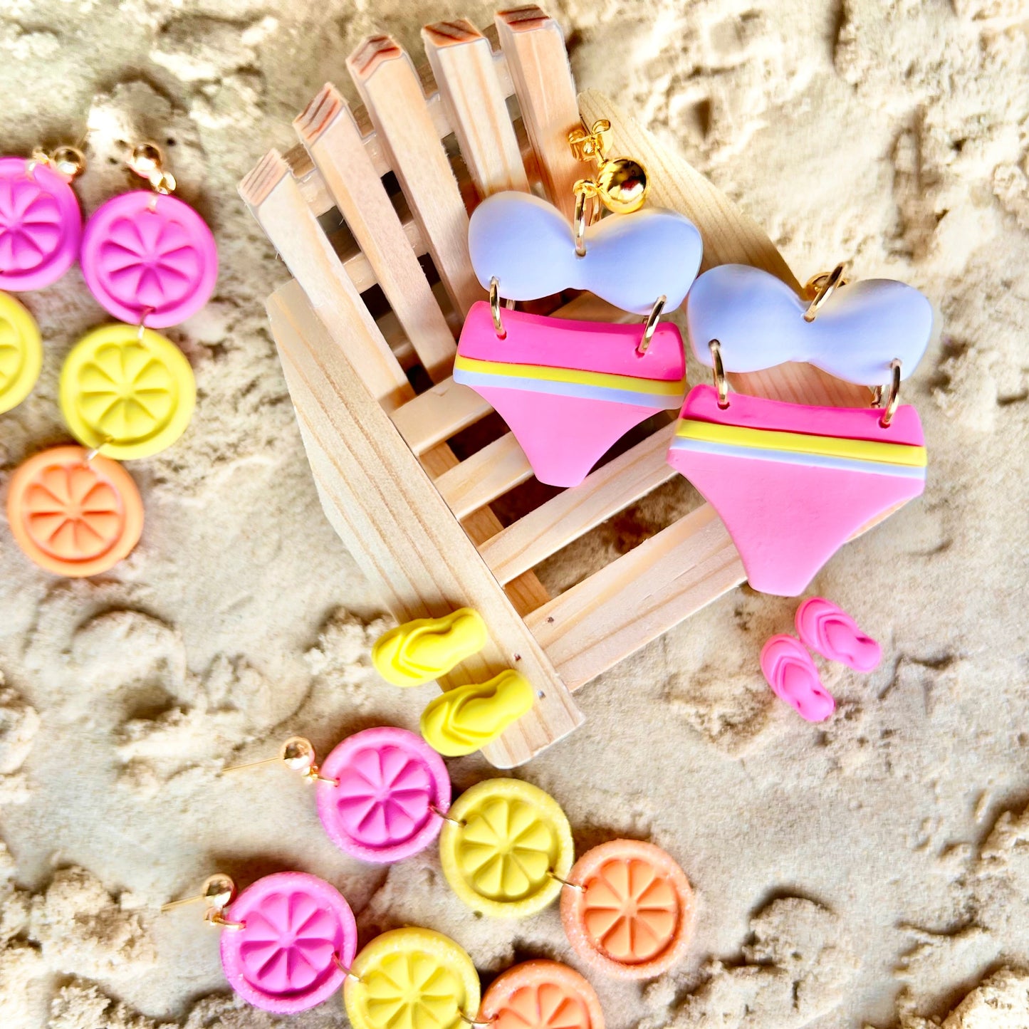 The Bikini Striped | Swimsuit Clay Earrings