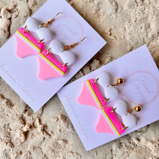 The Bikini Striped | Swimsuit Clay Earrings