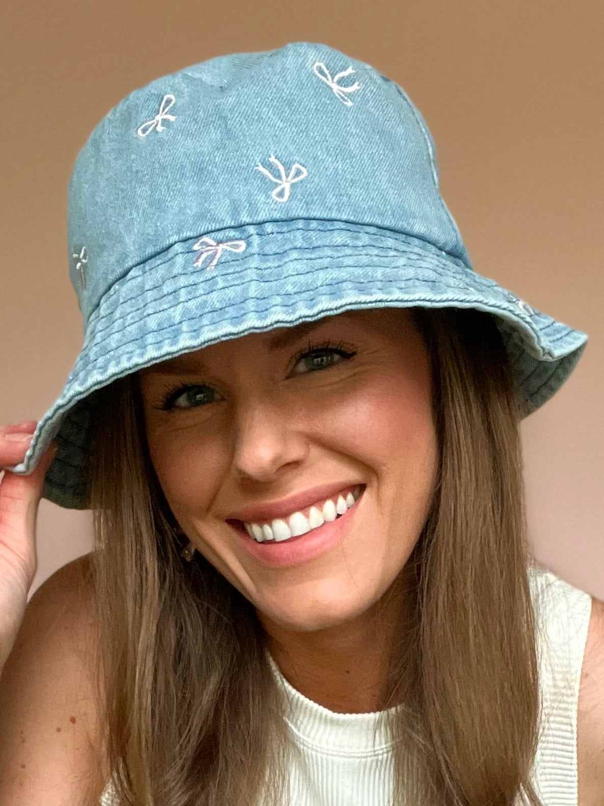 Mini Bow Denim Bucket Hat