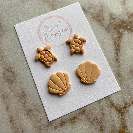 The Marina | Shell and Turtle Clay Earrings