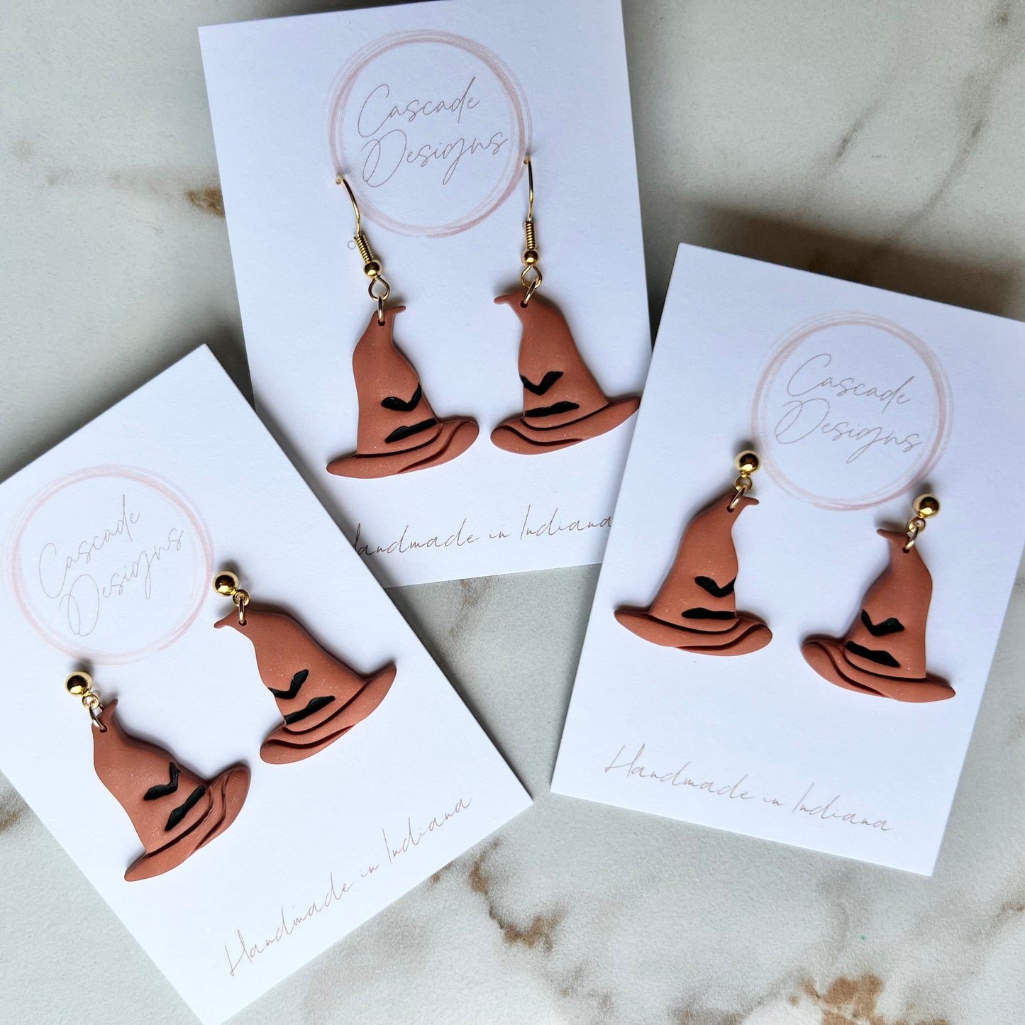 The Hat | Brown and Black Hat Earrings