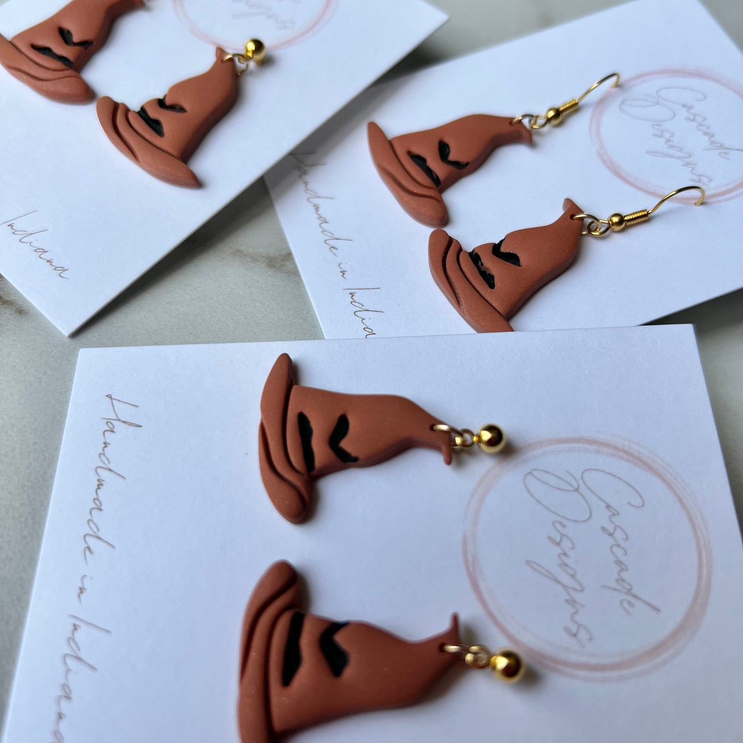 The Hat | Brown and Black Hat Earrings