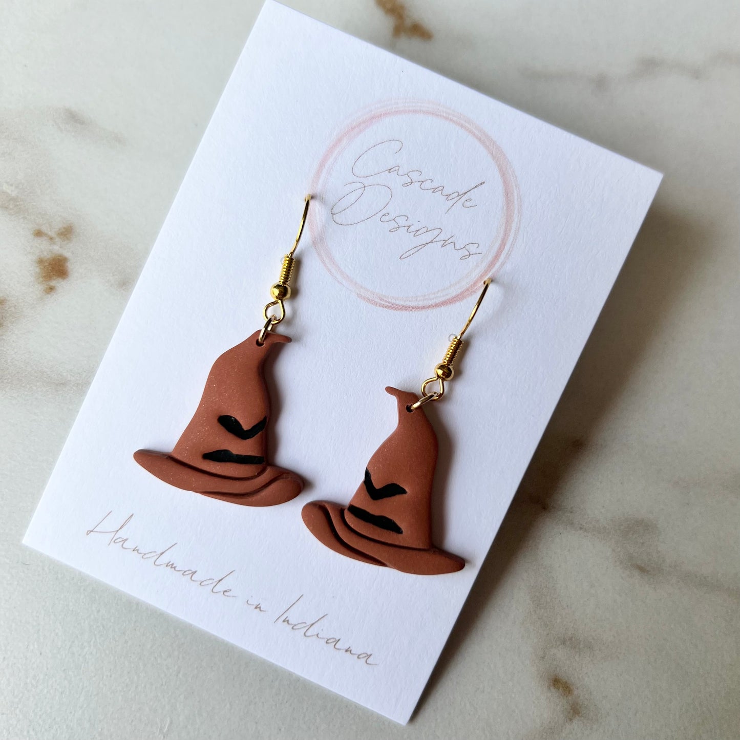 The Hat | Brown and Black Hat Earrings
