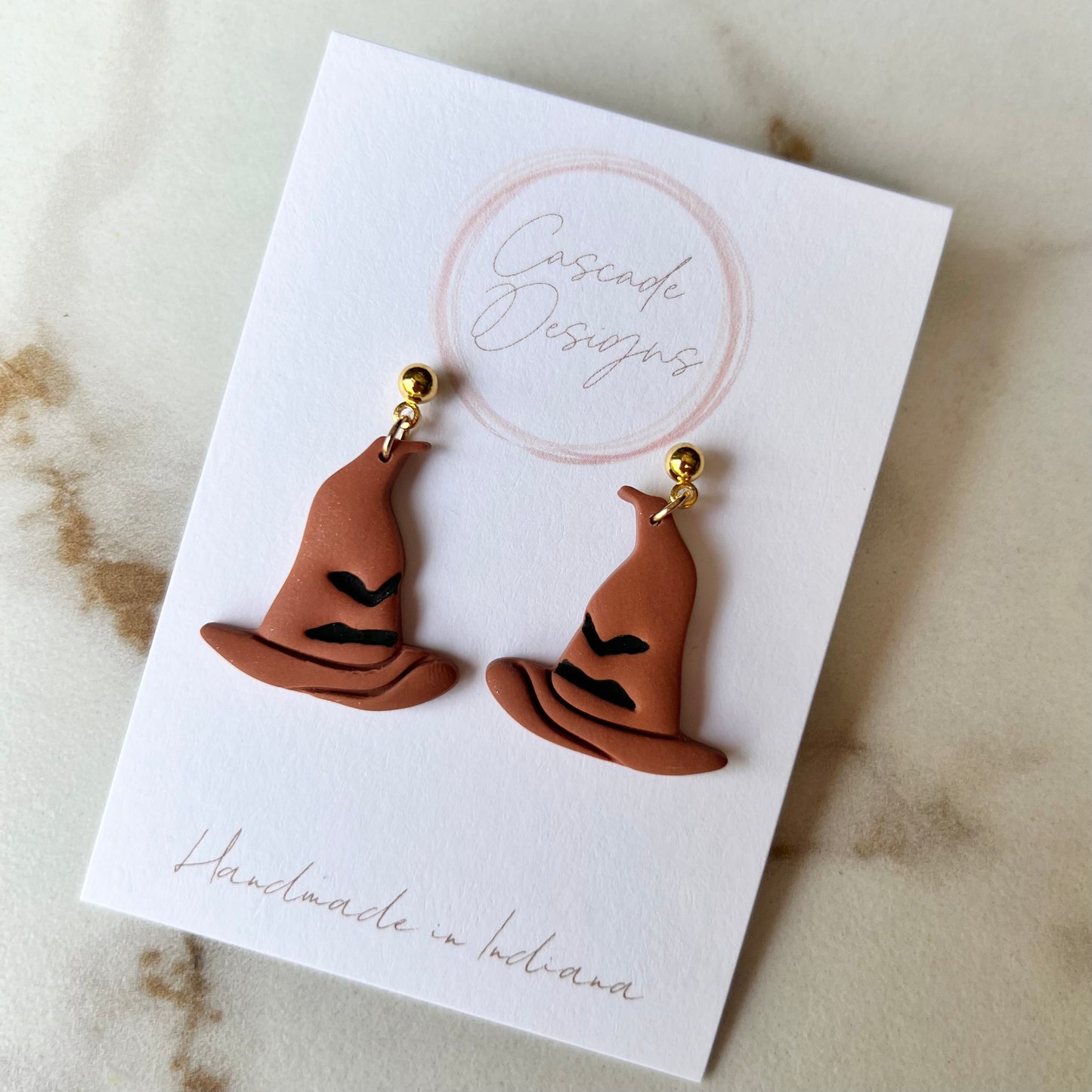 The Hat | Brown and Black Hat Earrings