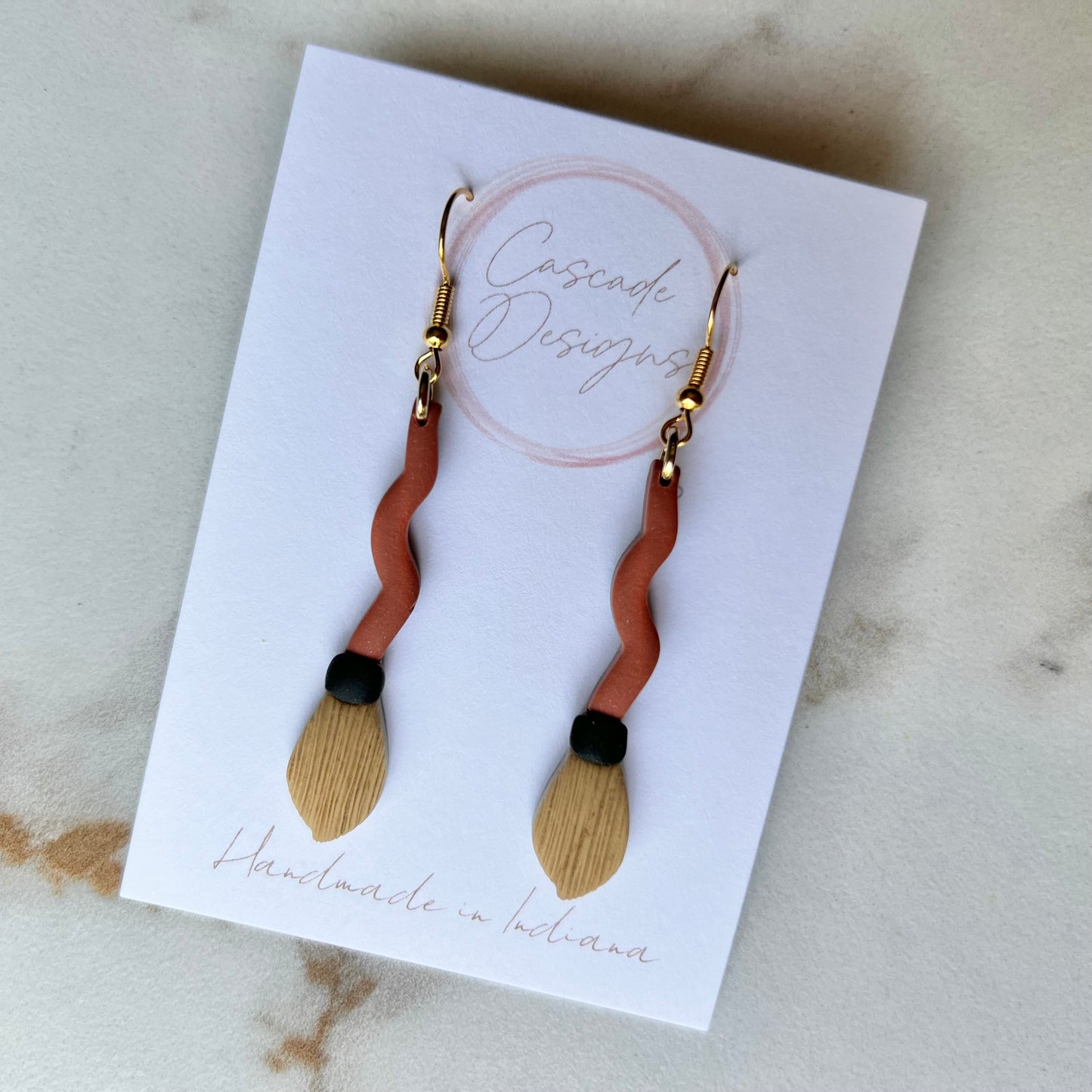 The Sweeper | Brown and Black Broom Earrings