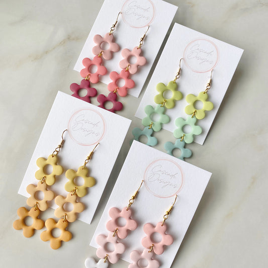The Izzy Triple | Flower Clay Earrings