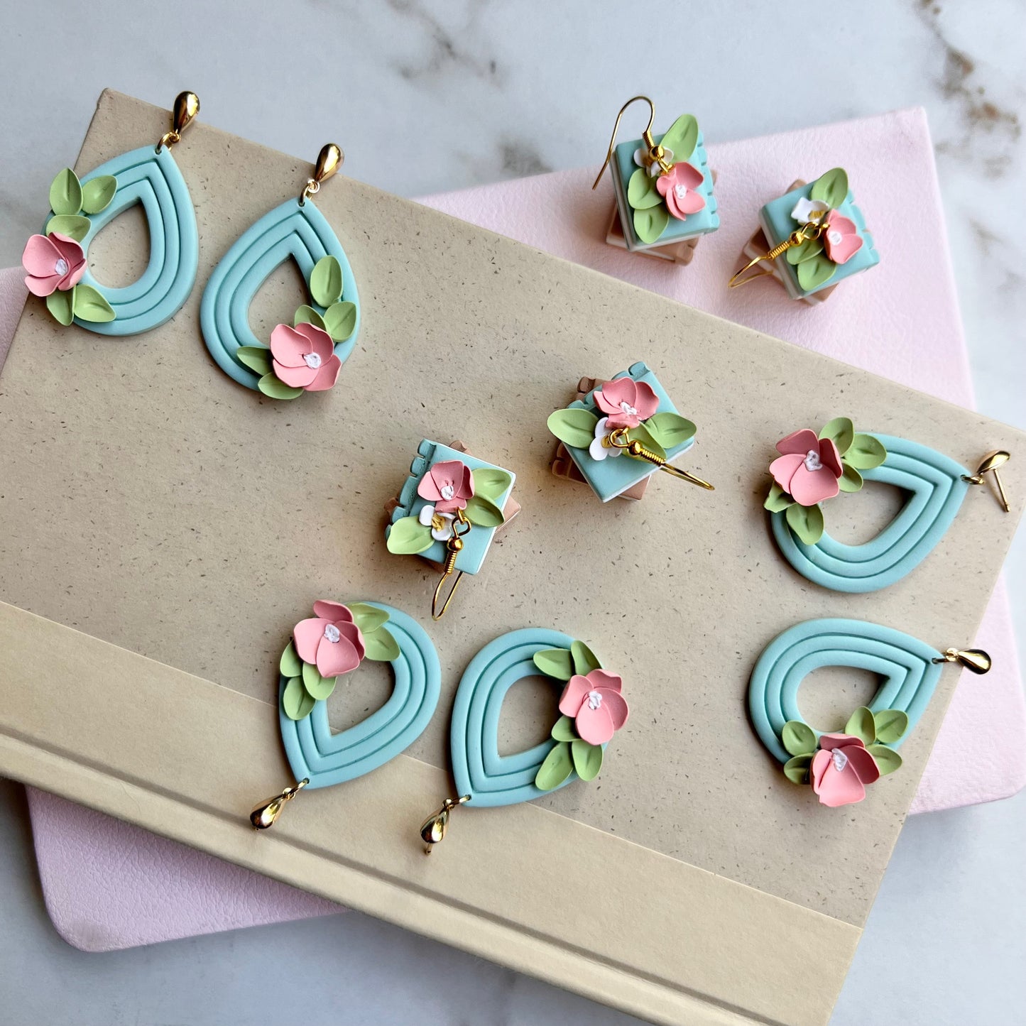 The Penelope | Floral Drop Clay Earrings