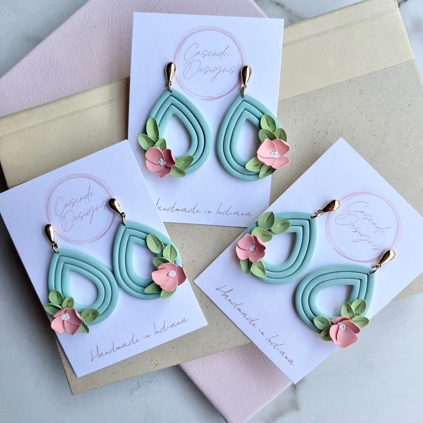 The Penelope | Floral Drop Clay Earrings