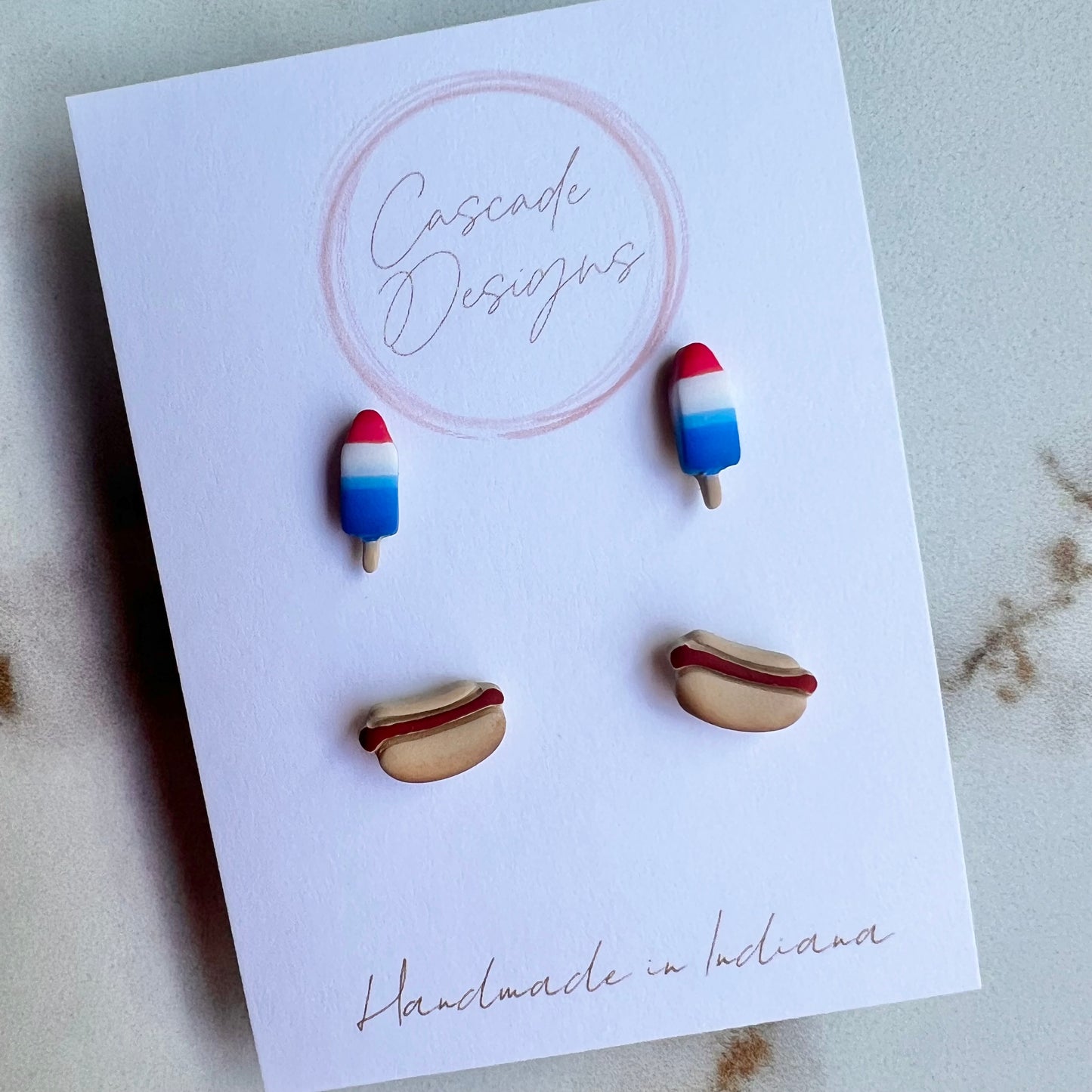 The Picnic | Mini Rocket Pop and Hot Dog Clay Earring Studs - Set of 2