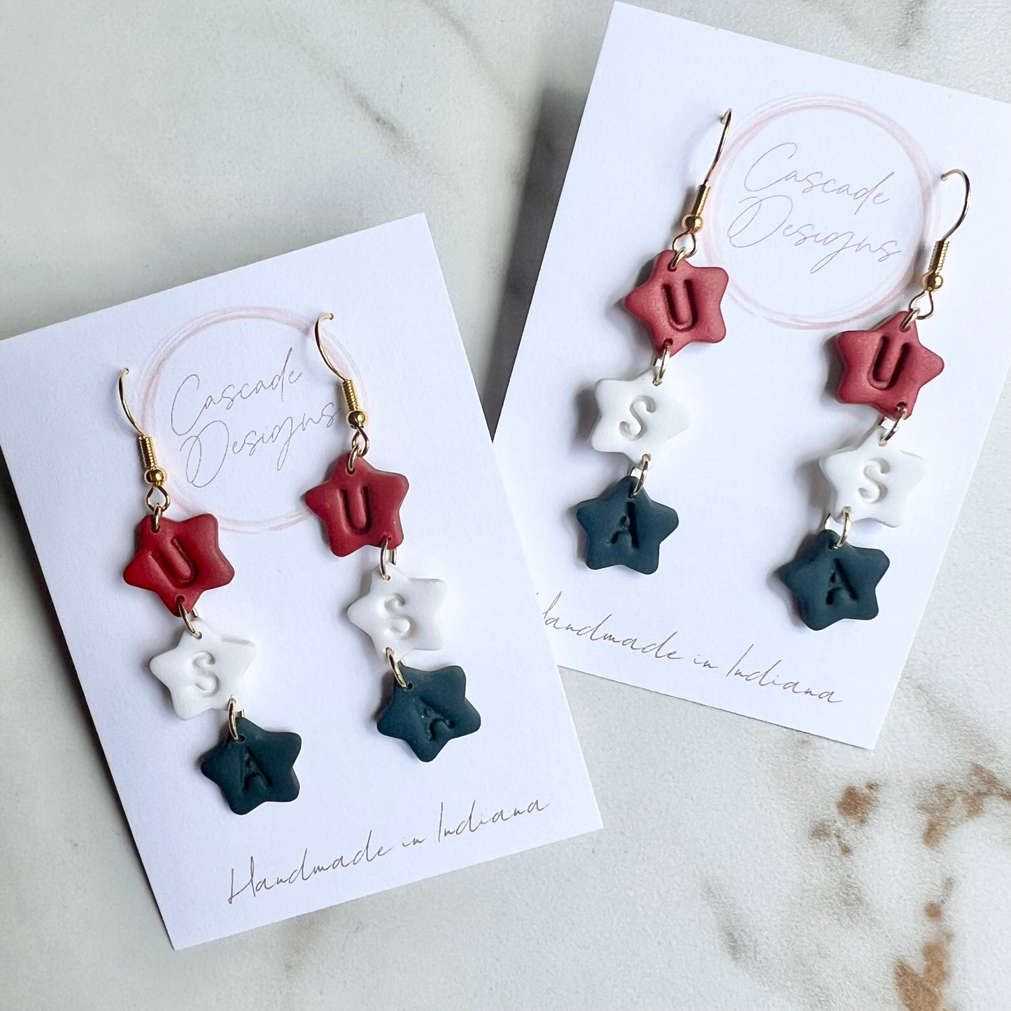 The USA | Triple Star Clay Earrings
