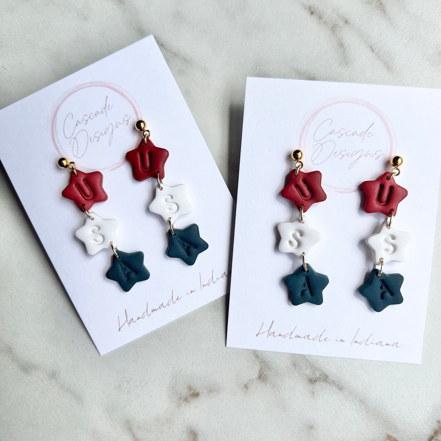 The USA | Triple Star Clay Earrings