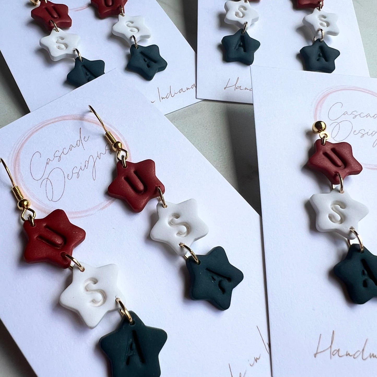 The USA | Triple Star Clay Earrings
