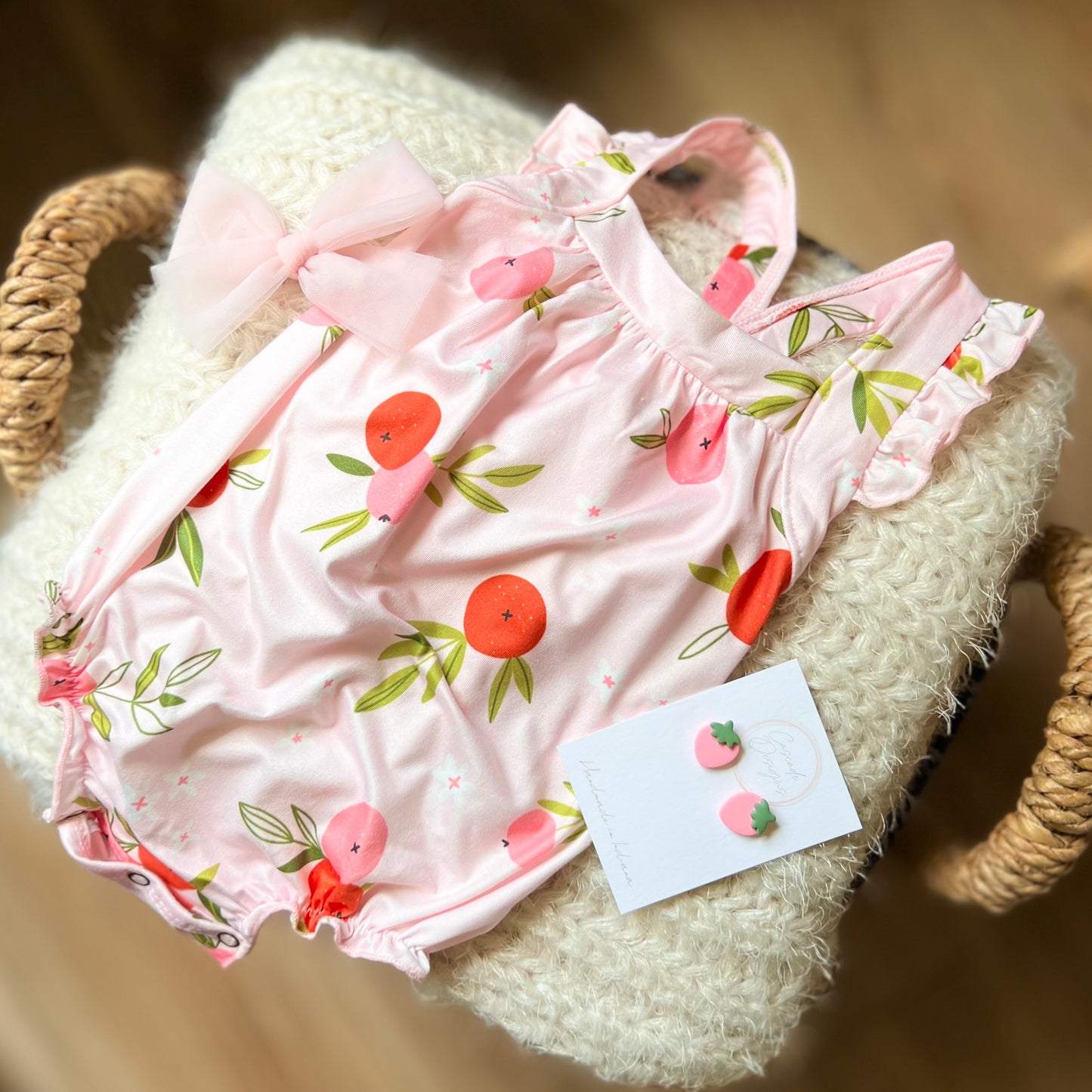 Tangerine Ruffle Cross Back Romper