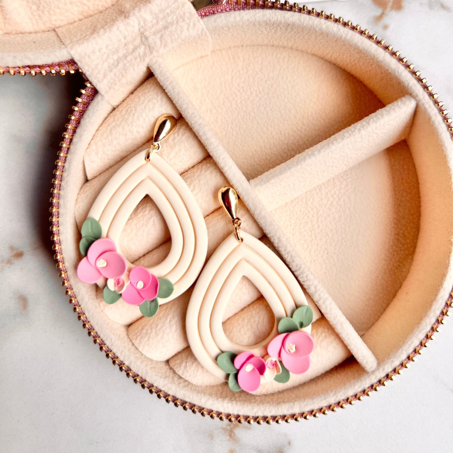 The Penelope | Floral Drop Clay Earrings