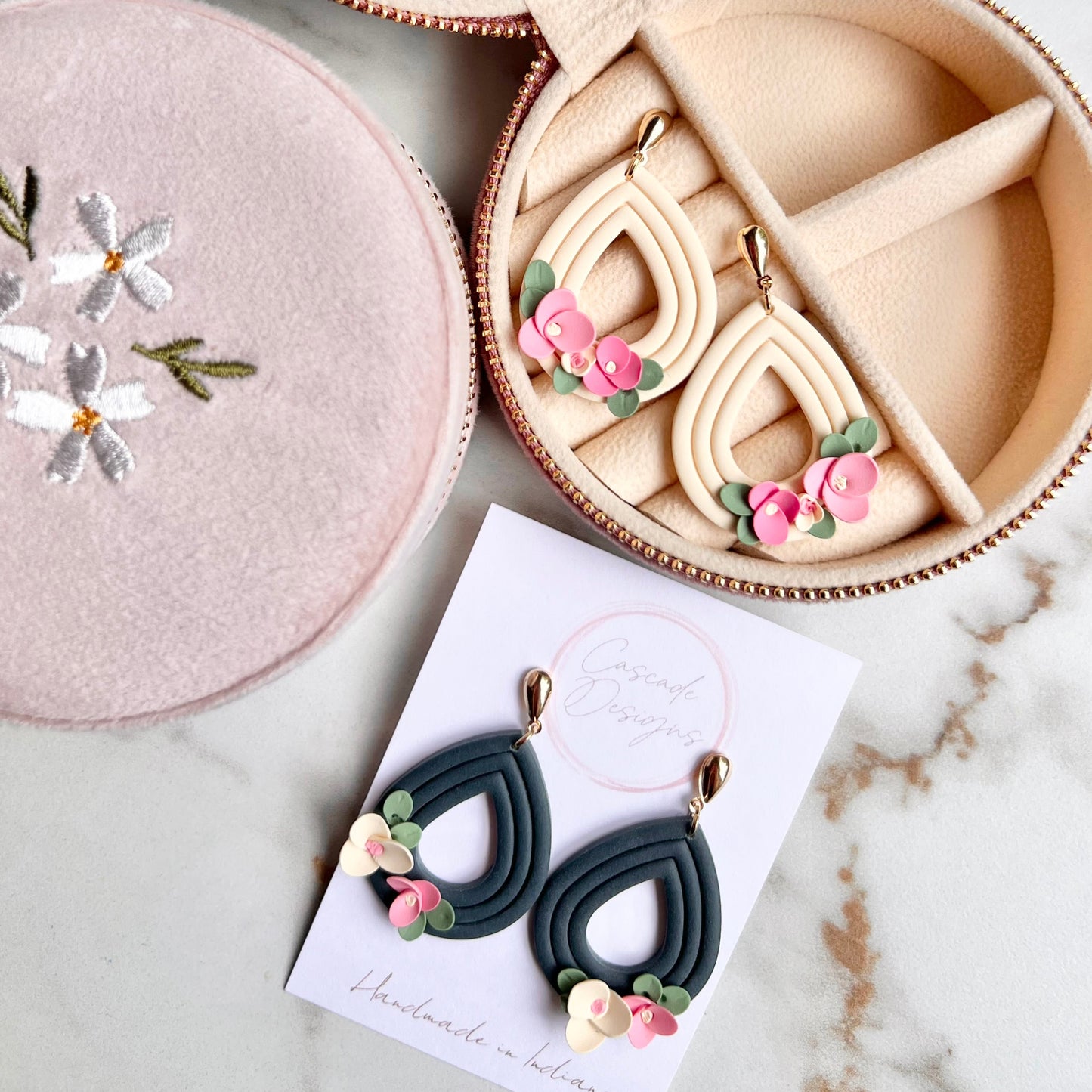 The Penelope | Floral Drop Clay Earrings