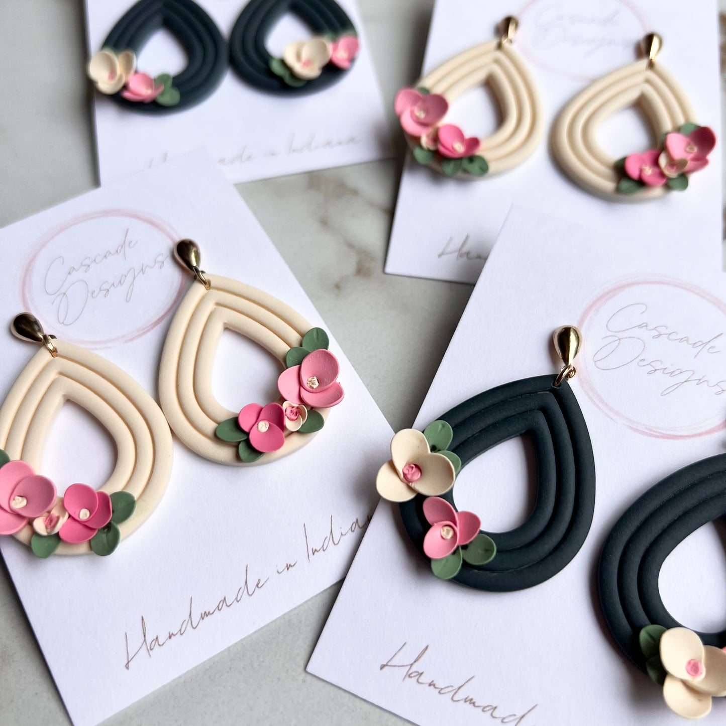 The Penelope | Floral Drop Clay Earrings