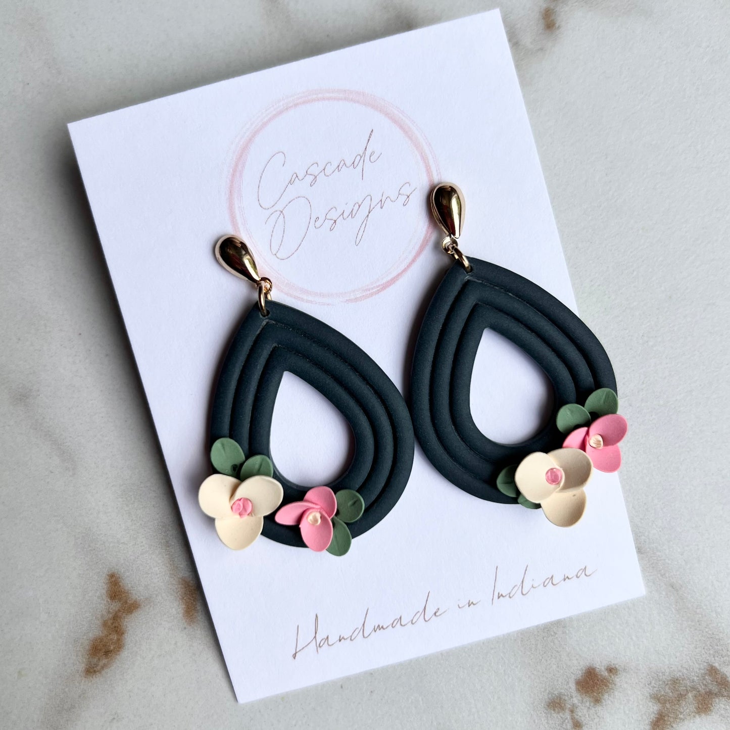 The Penelope | Floral Drop Clay Earrings