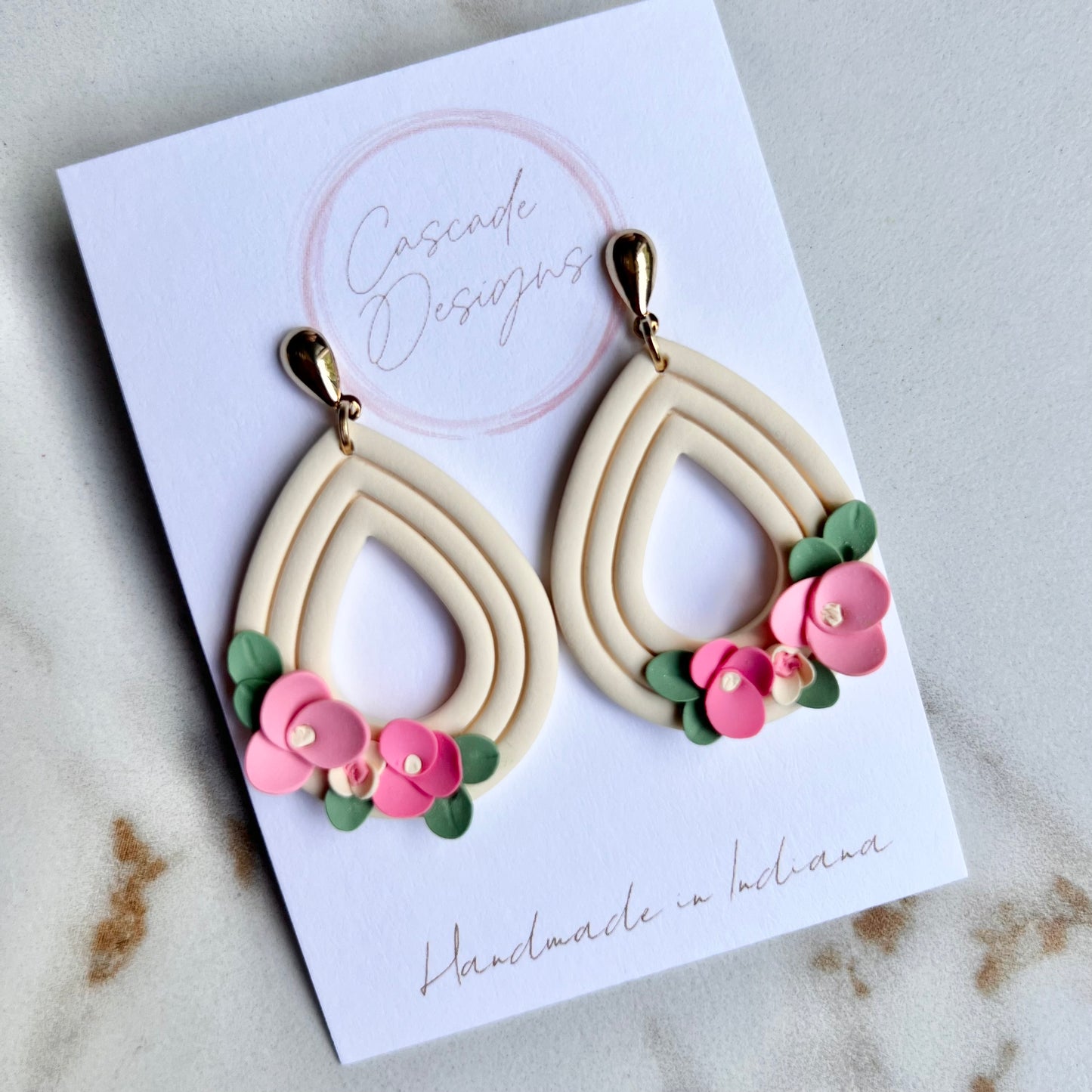 The Penelope | Floral Drop Clay Earrings