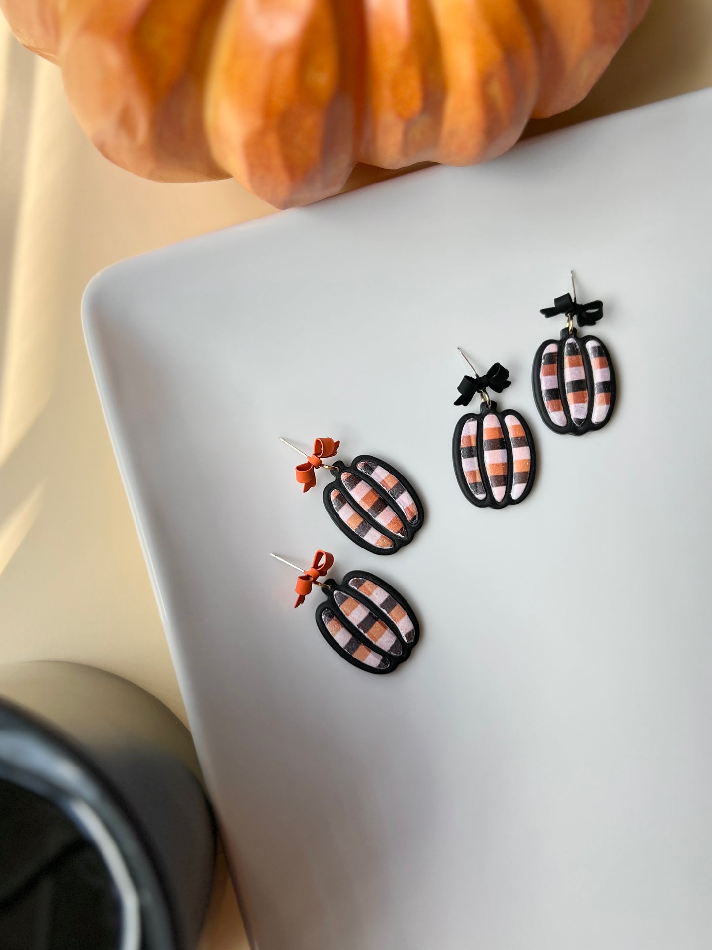 The Plaid Pumpkin | Patterned Pumpkin Earrings