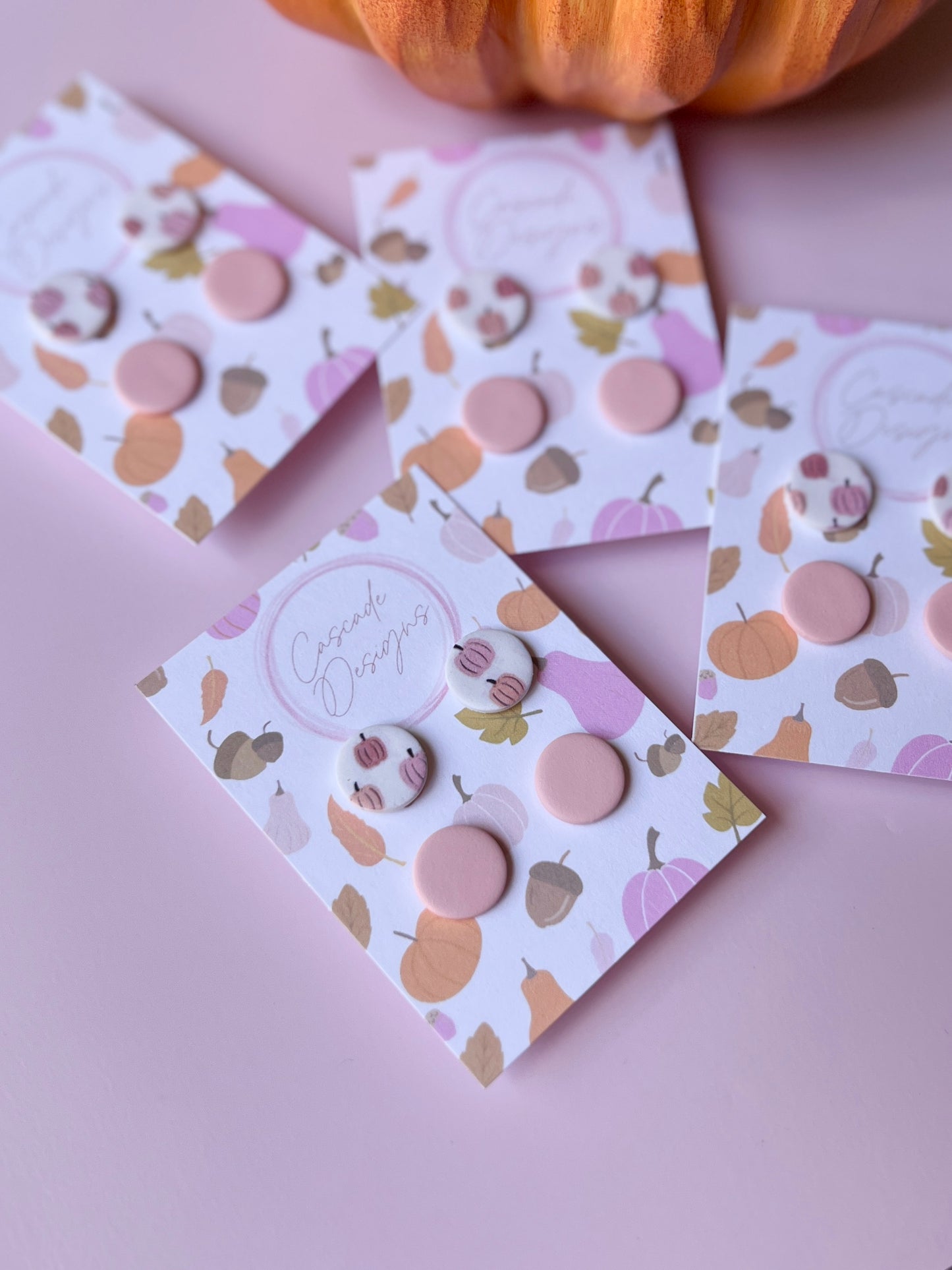 The Pink Pumpkin Stud Set | Fall Earring Studs - Set of 2