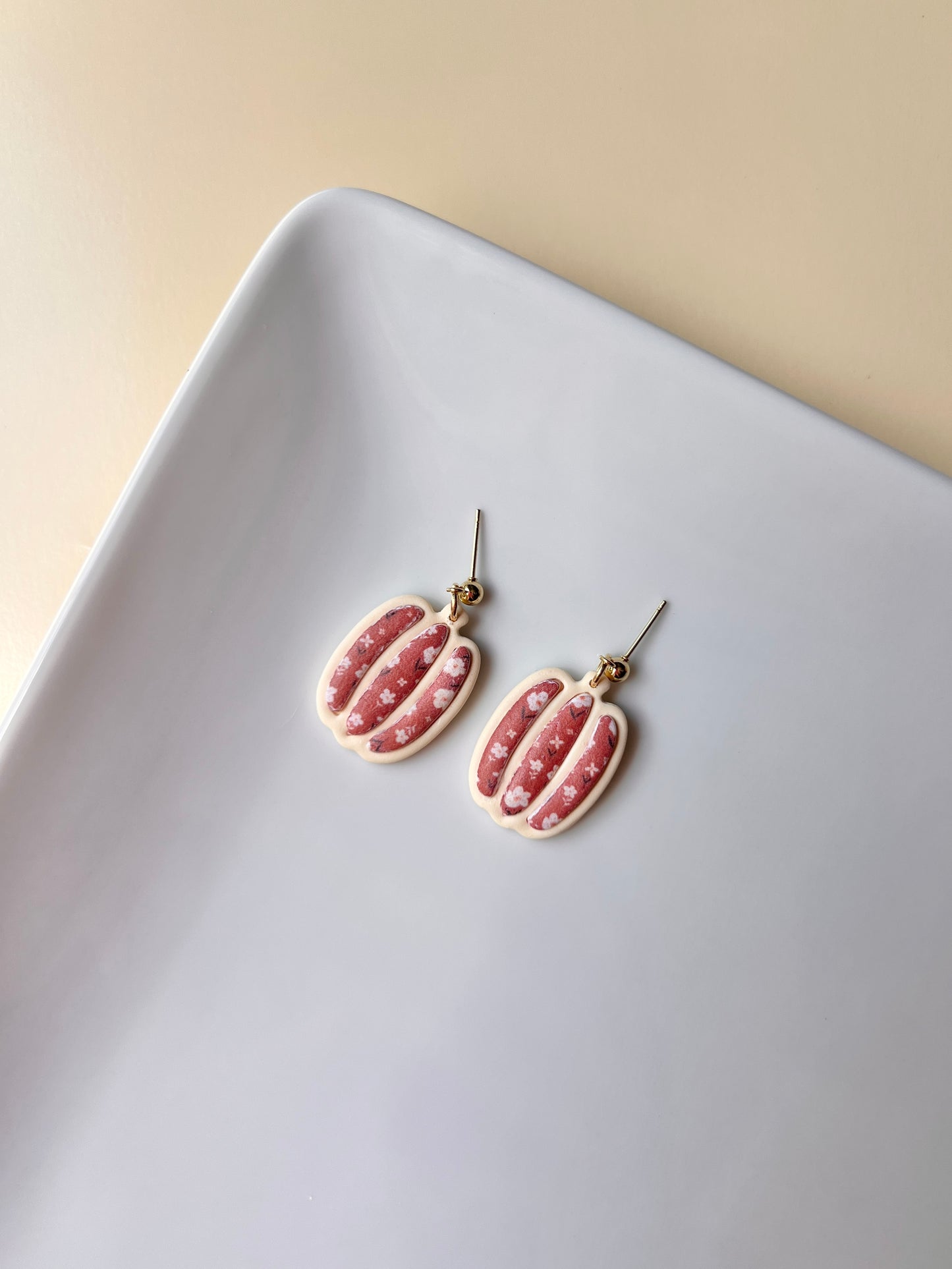 The Floral Pumpkin | Patterned Pumpkin Earrings