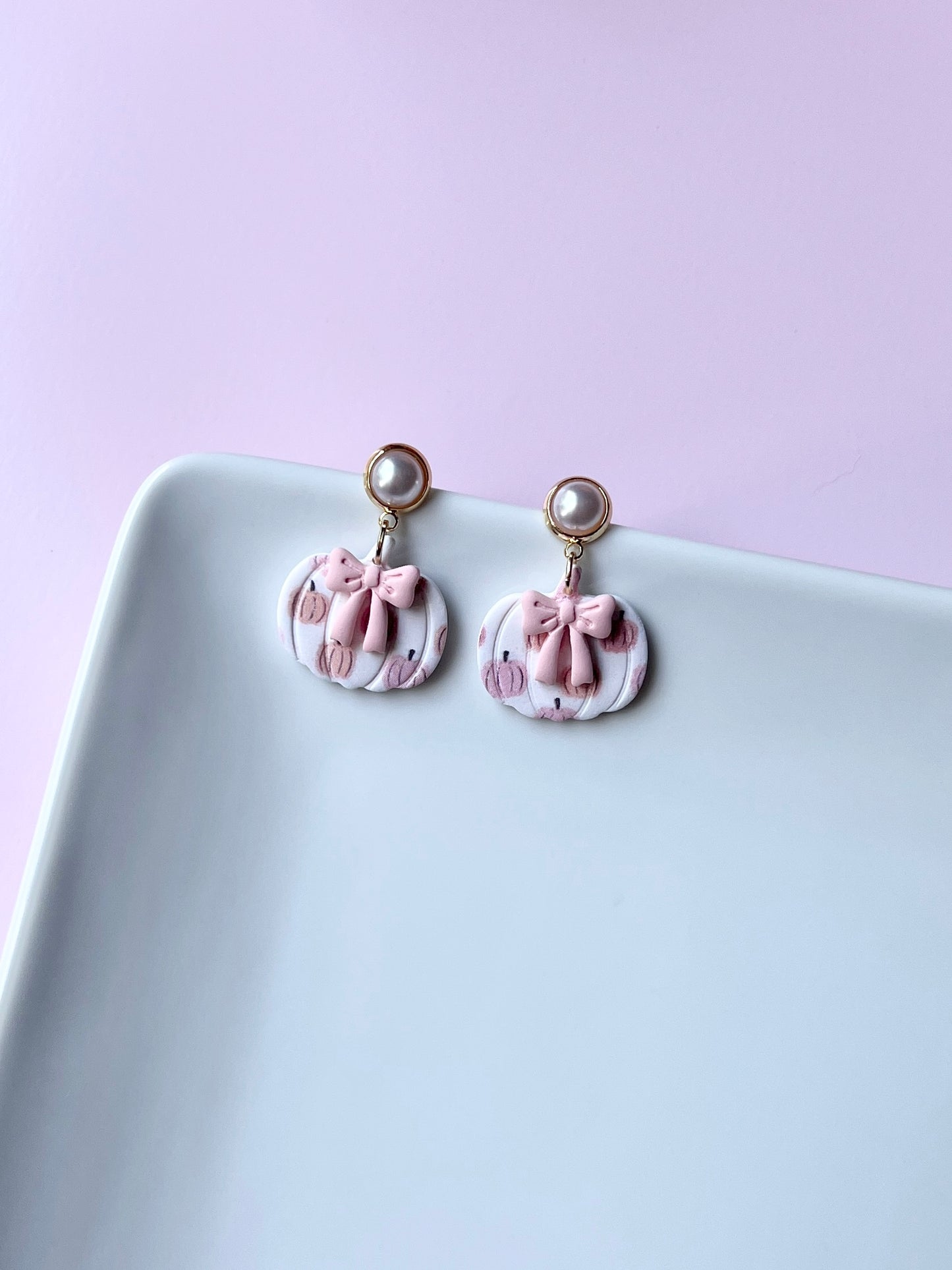 The Pumpkin Bow | Patterned Pumpkin Bow Earrings