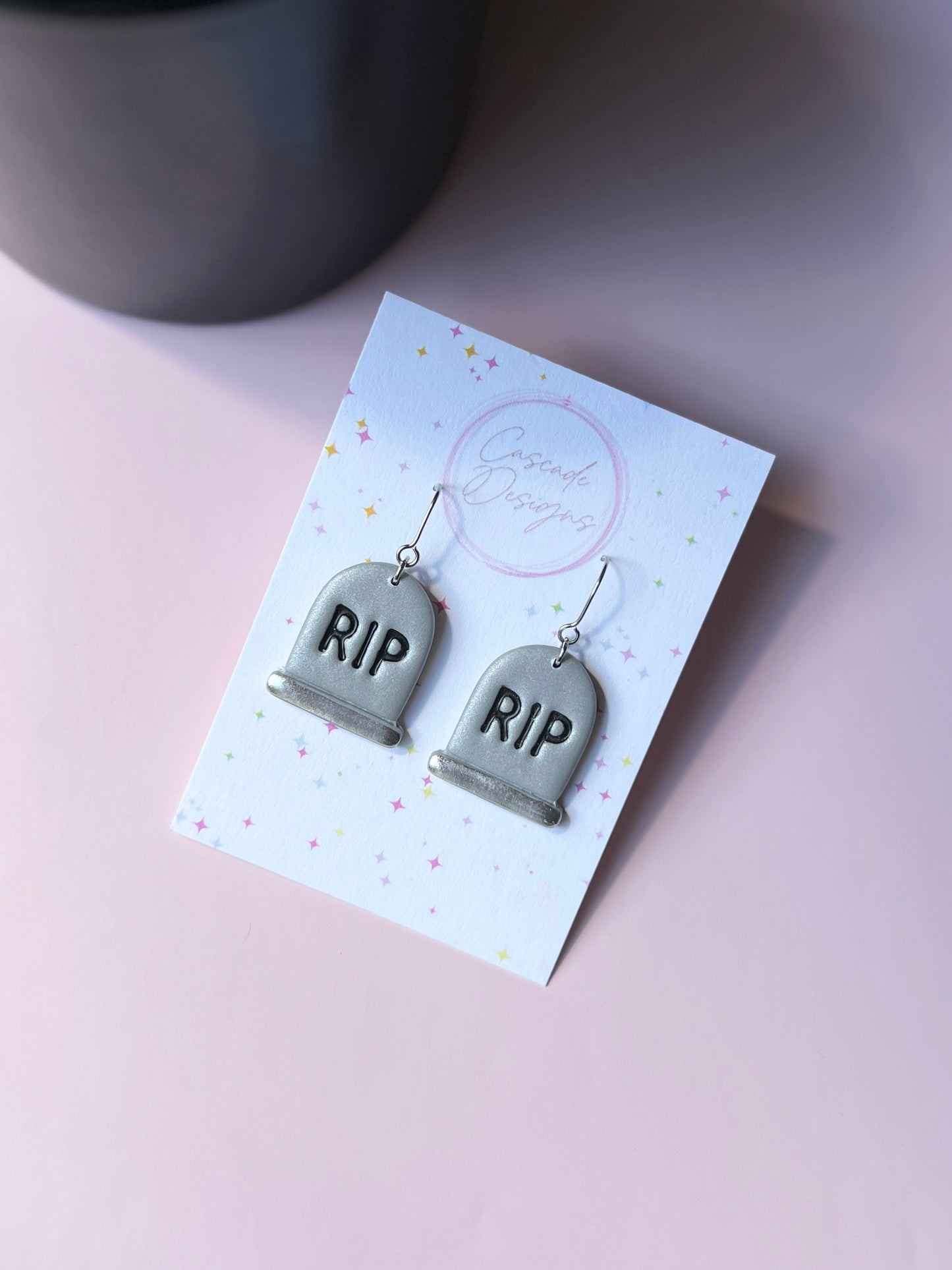 The Rest In Pink | RIP Tombstone Earrings