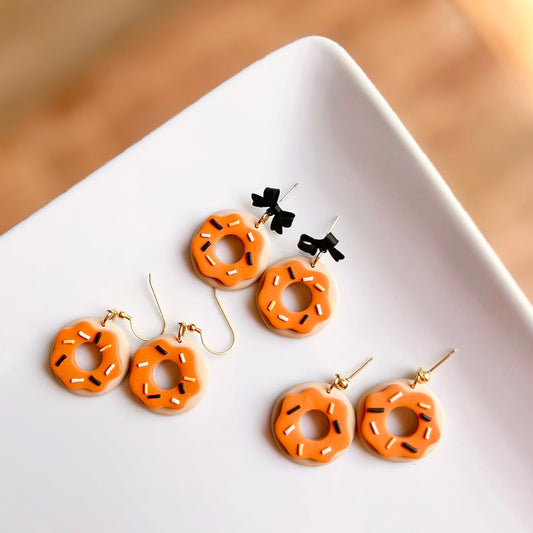 The Spooki Sprinkle | Orange Donut Clay Earrings
