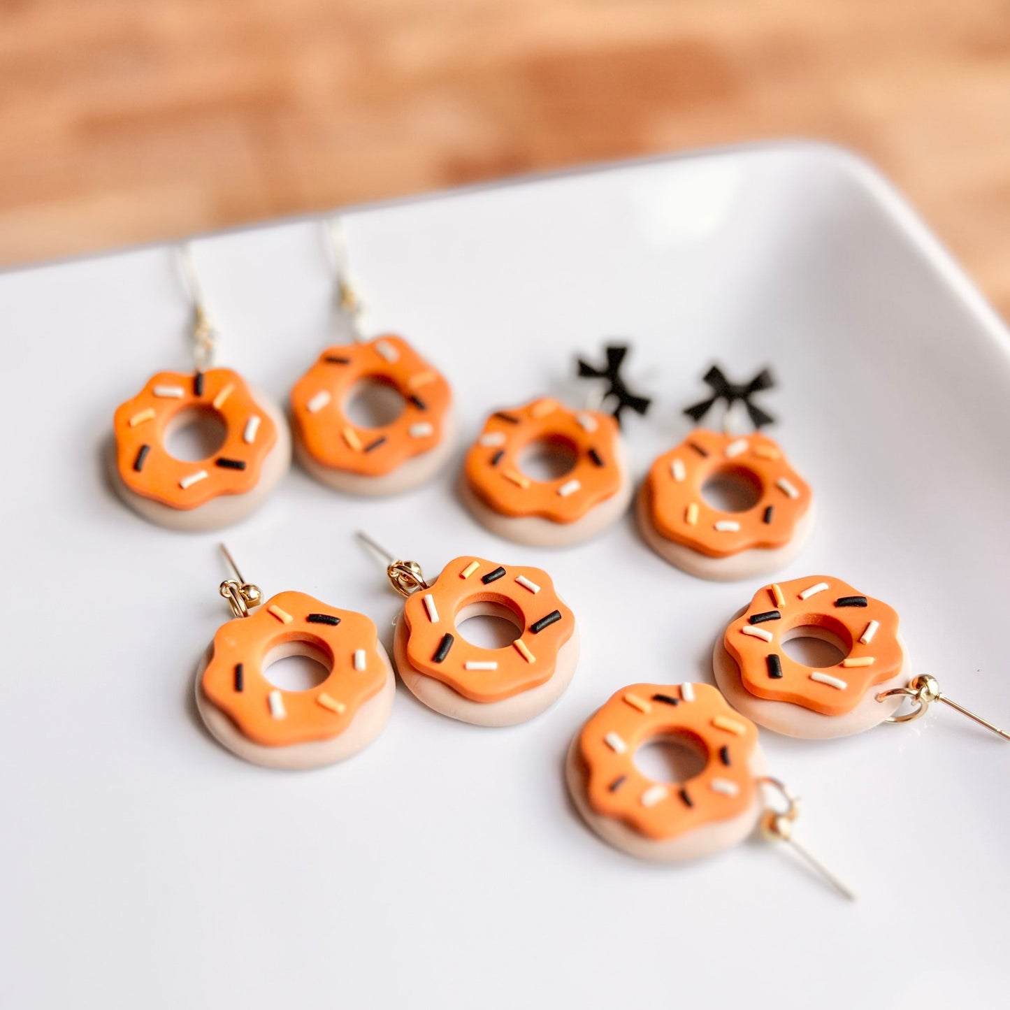 The Spooki Sprinkle | Orange Donut Clay Earrings