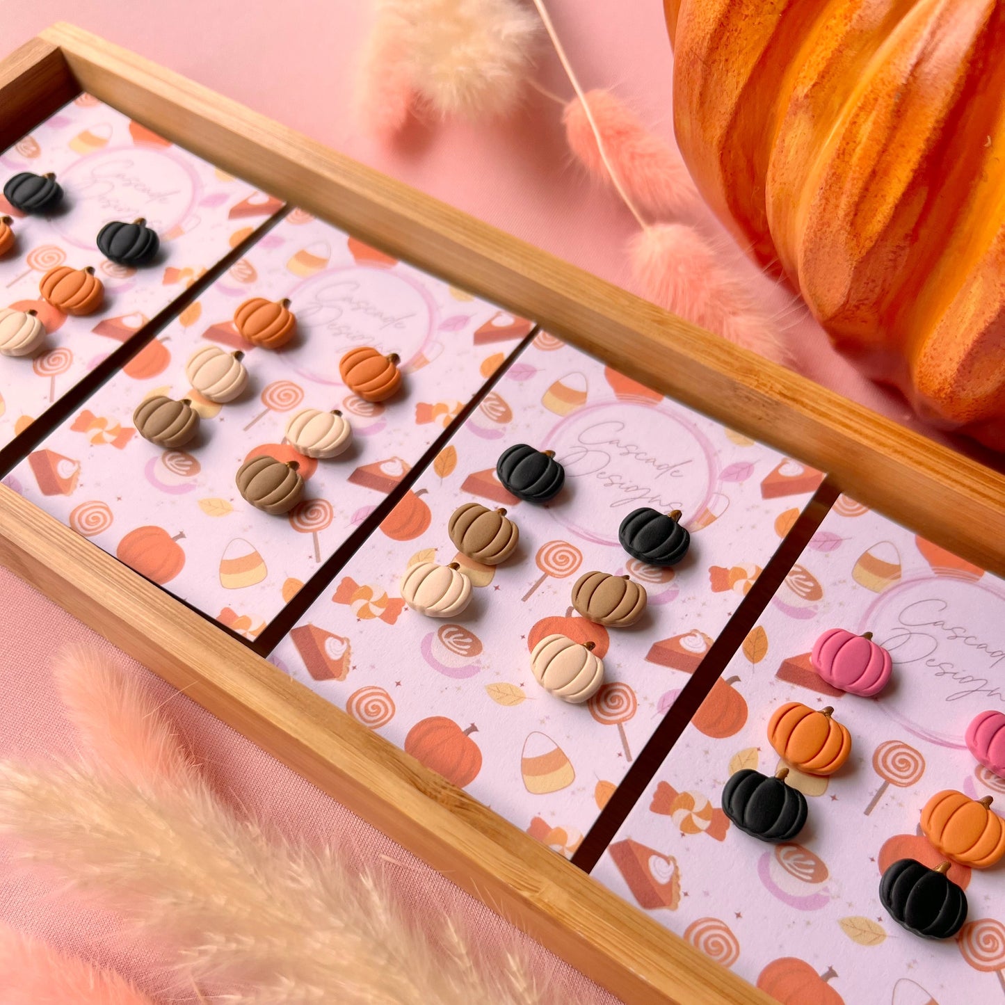 The Punkin Trio | Assorted Mini Pumpkin Clay Earring Studs - Set of 3