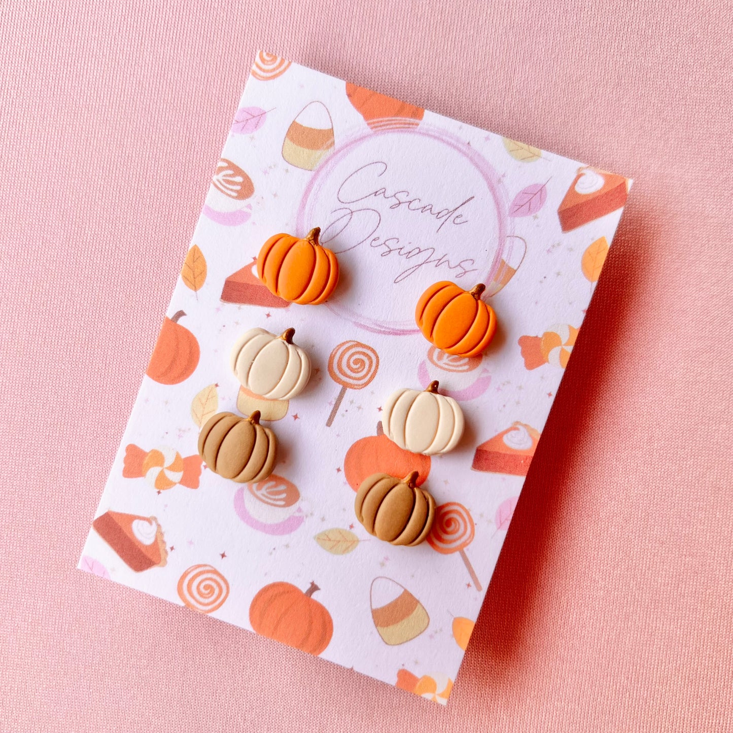 The Punkin Trio | Assorted Mini Pumpkin Clay Earring Studs - Set of 3