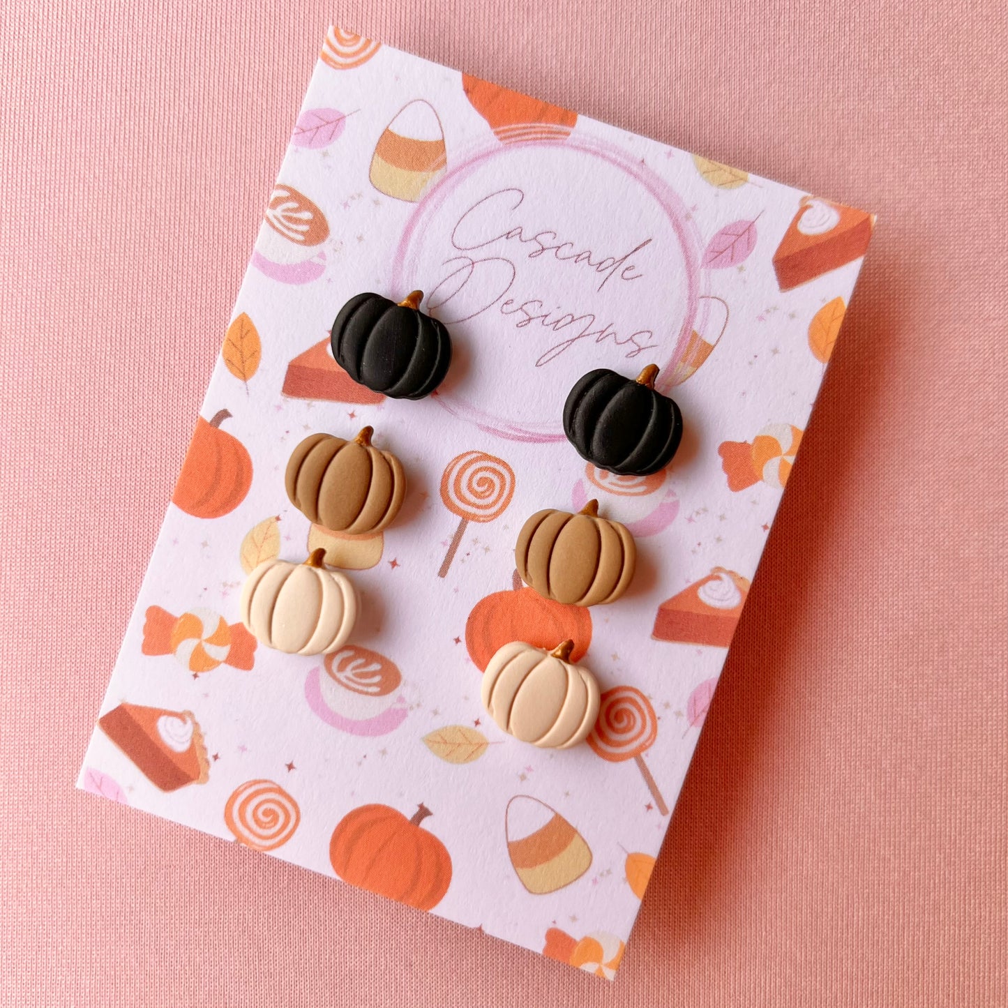 The Punkin Trio | Assorted Mini Pumpkin Clay Earring Studs - Set of 3