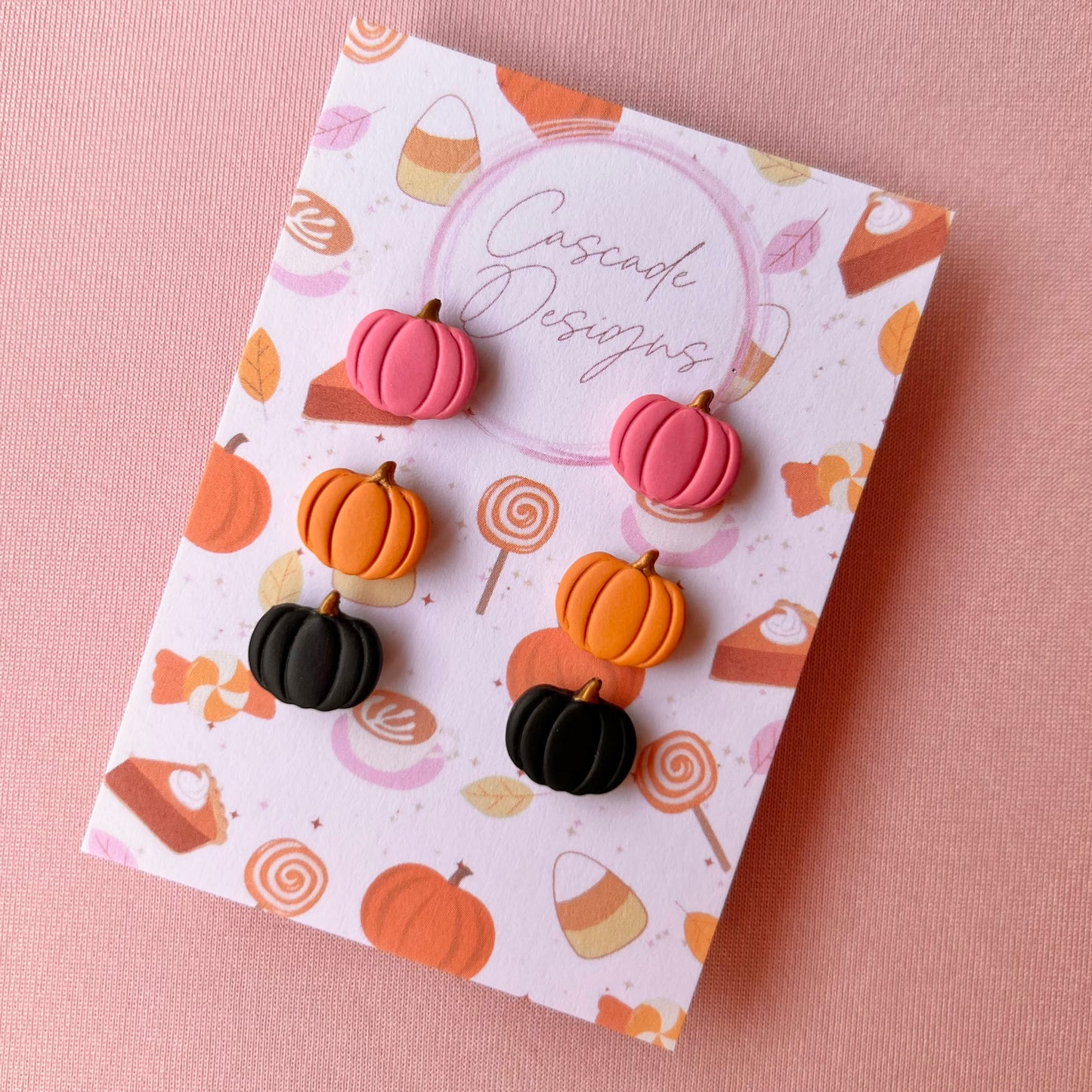 The Punkin Trio | Assorted Mini Pumpkin Clay Earring Studs - Set of 3