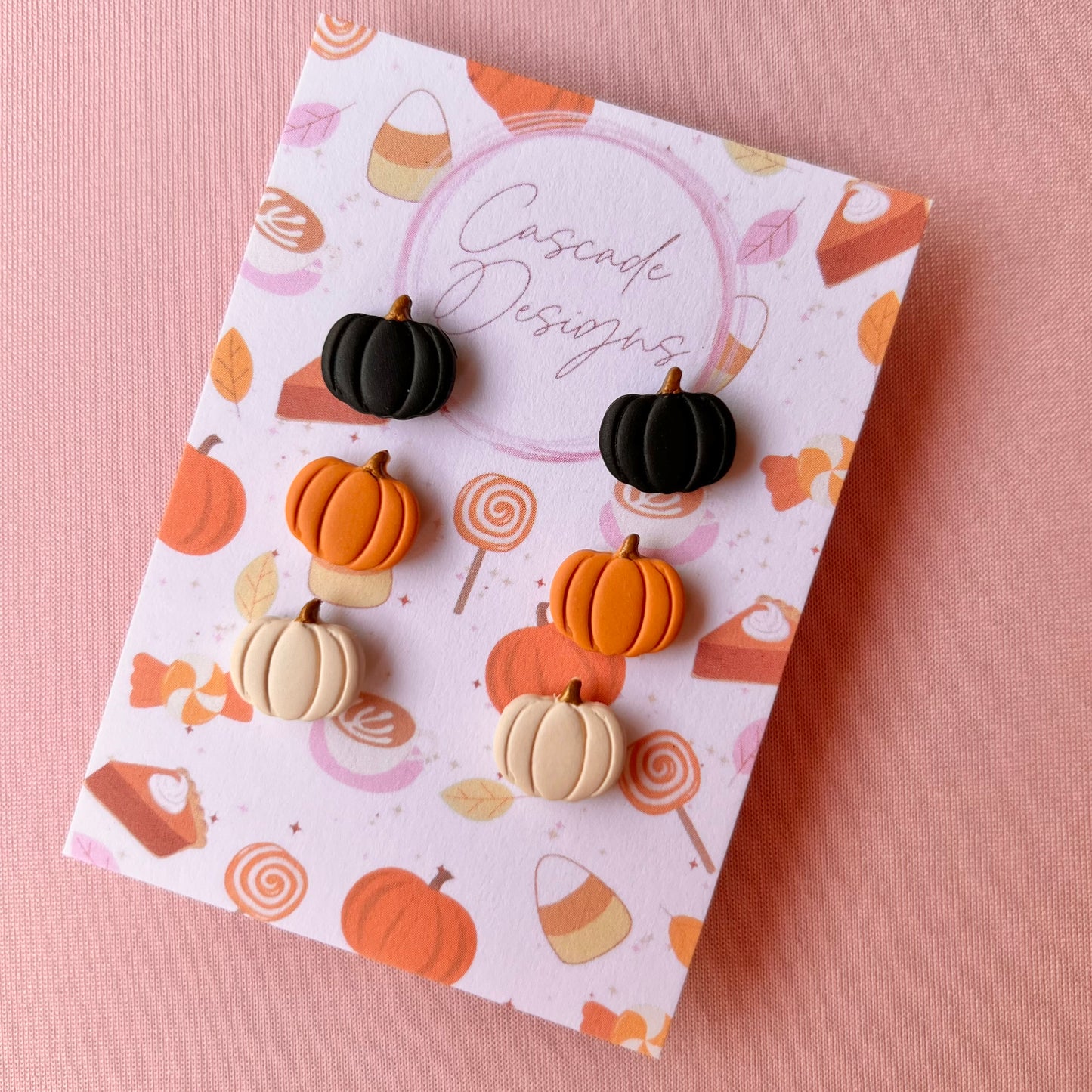 The Punkin Trio | Assorted Mini Pumpkin Clay Earring Studs - Set of 3