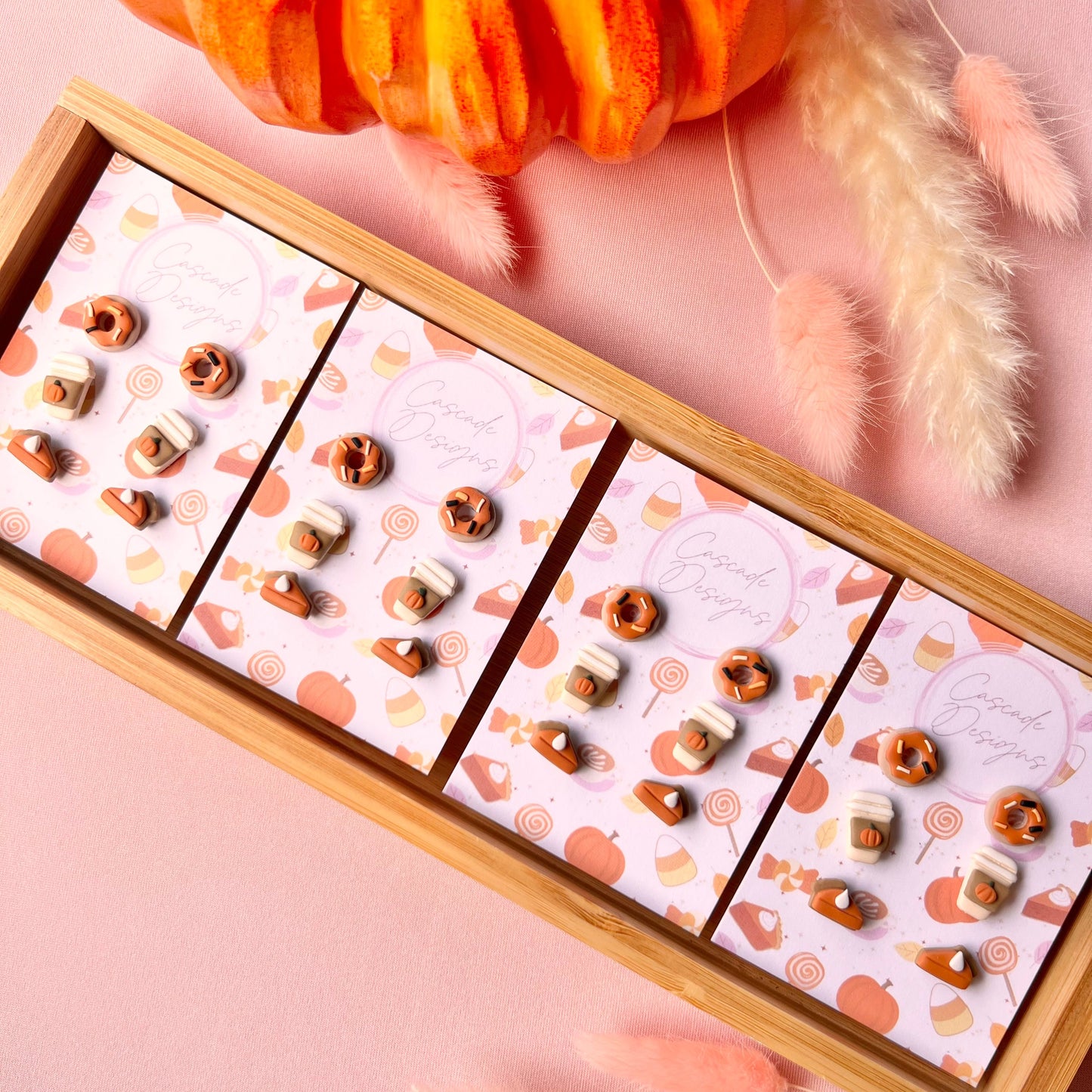 The Sweet Treat Trio | Assorted Pumpkin Treat Clay Earring Studs - Set of 3