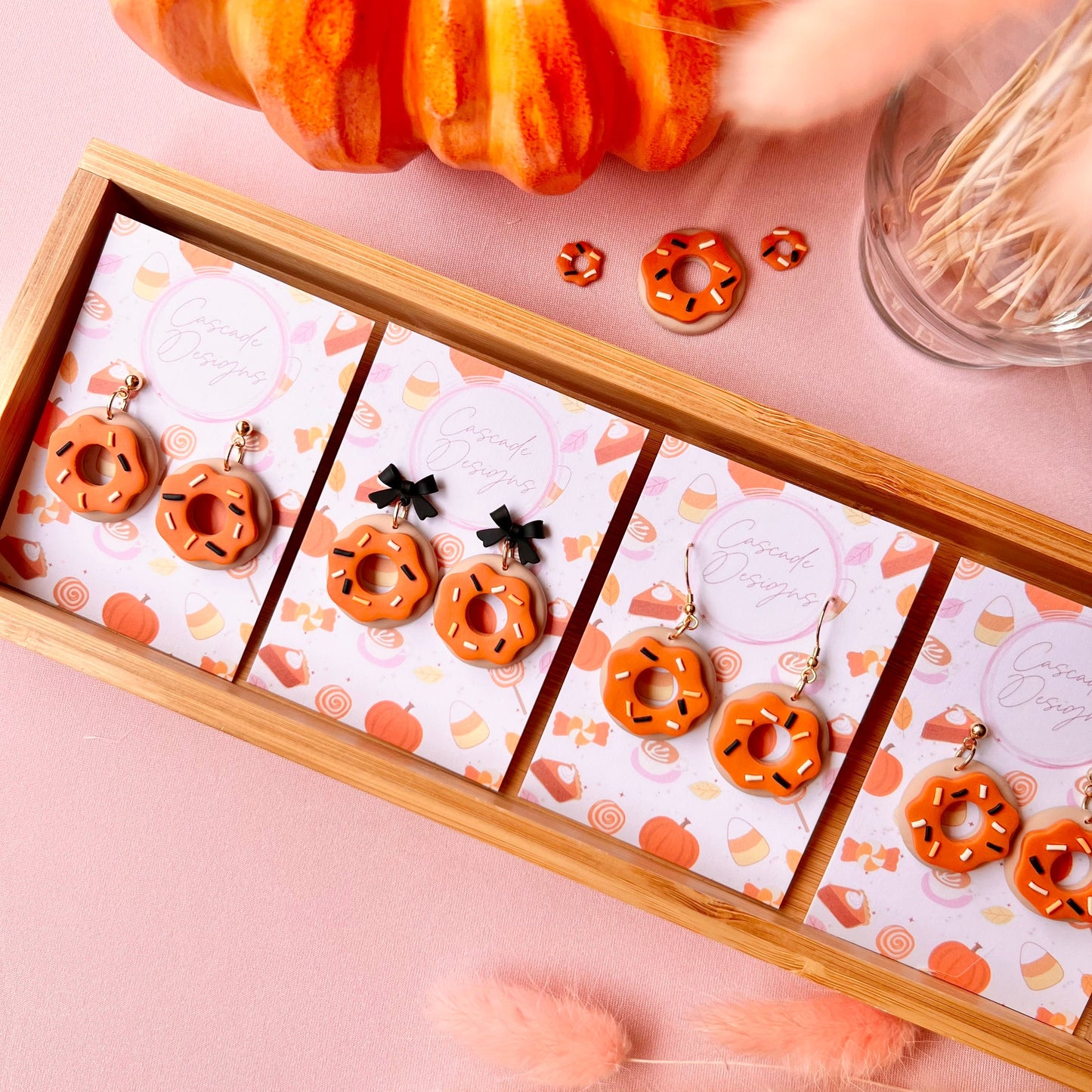 The Spooki Sprinkle | Orange Donut Clay Earrings