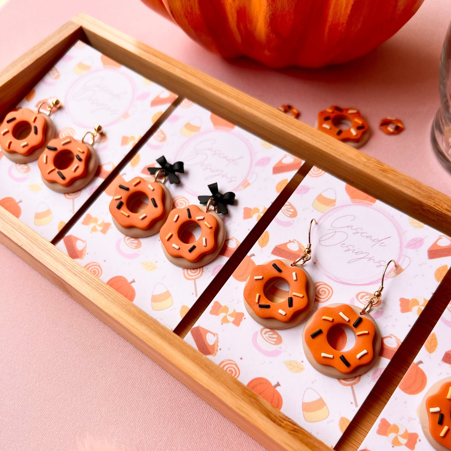 The Spooki Sprinkle | Orange Donut Clay Earrings