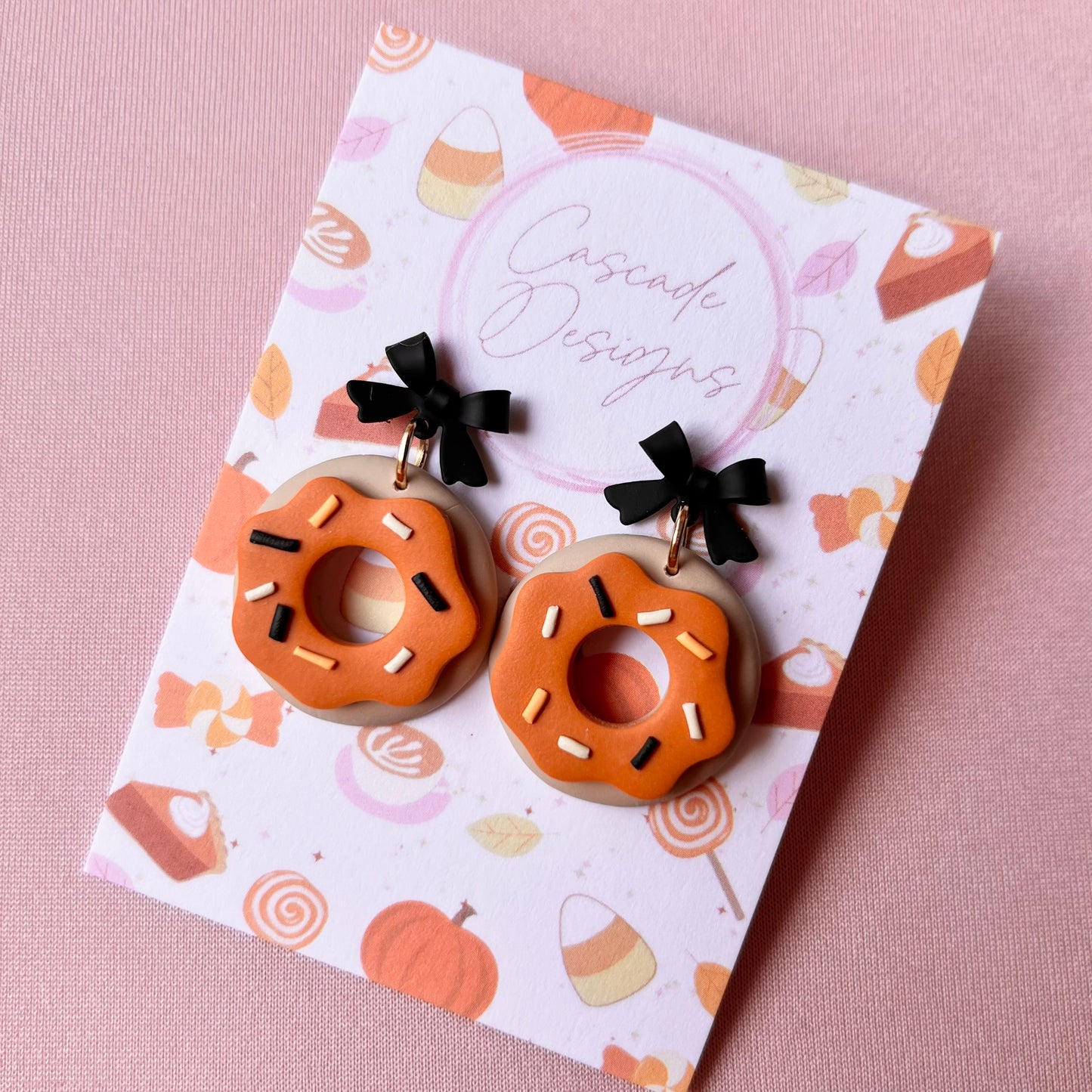 The Spooki Sprinkle | Orange Donut Clay Earrings