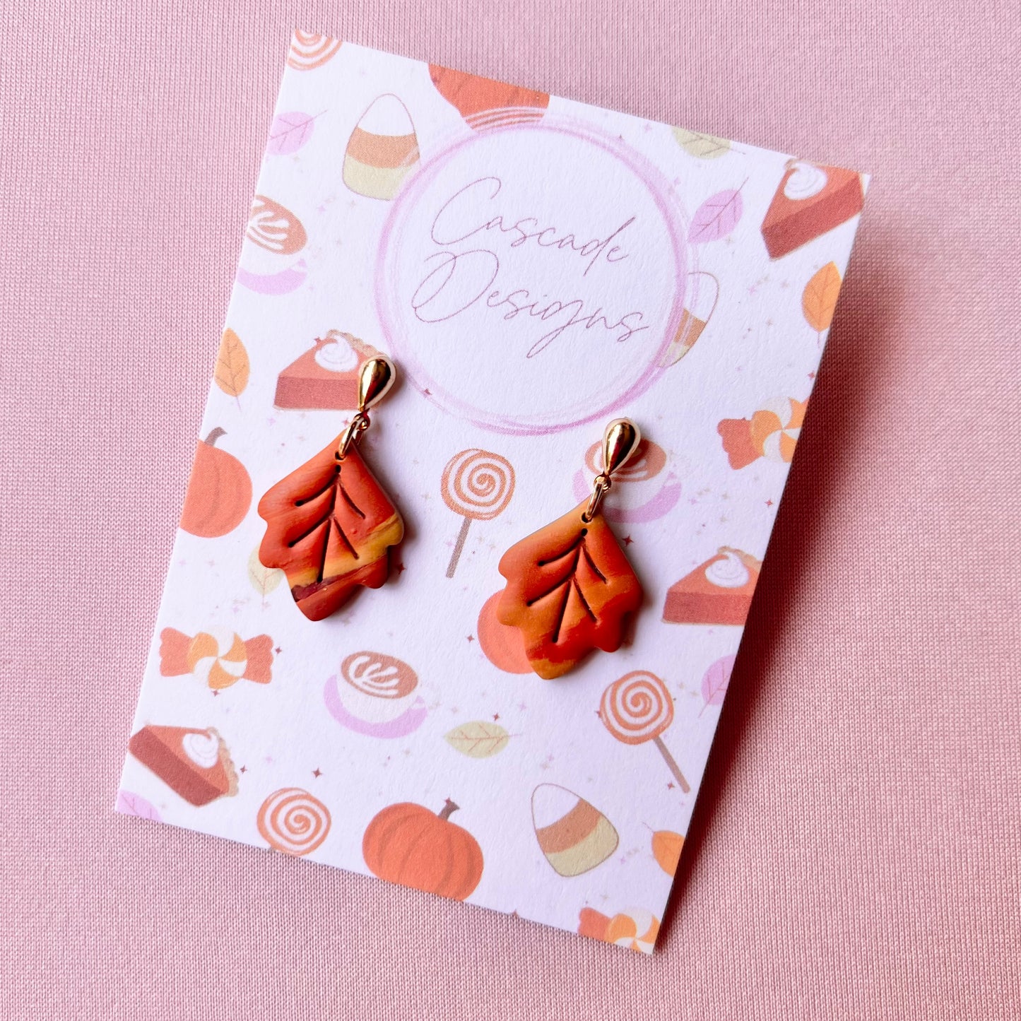 The Ember Mini | Fall Swirl Leaf Clay Earrings