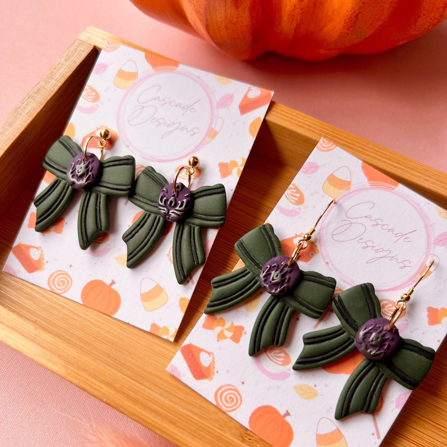 The Ghost Host Bow | Victorian Bow Clay Earrings