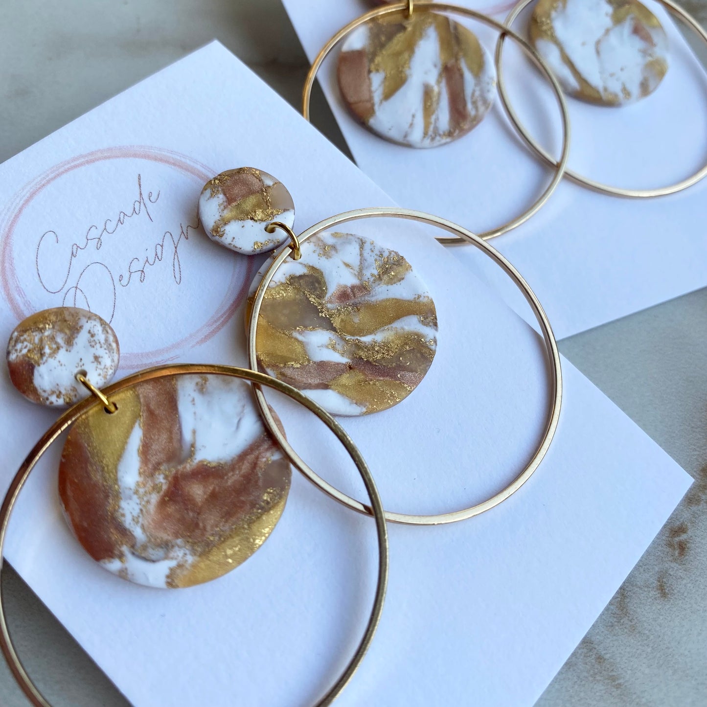 The Stella | Gold Swirl Hoop Clay Earrings
