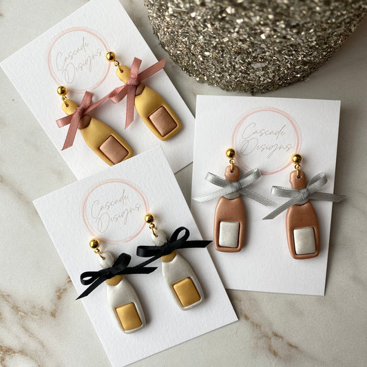 The Bubbli | Champagne Bottle Clay Earrings